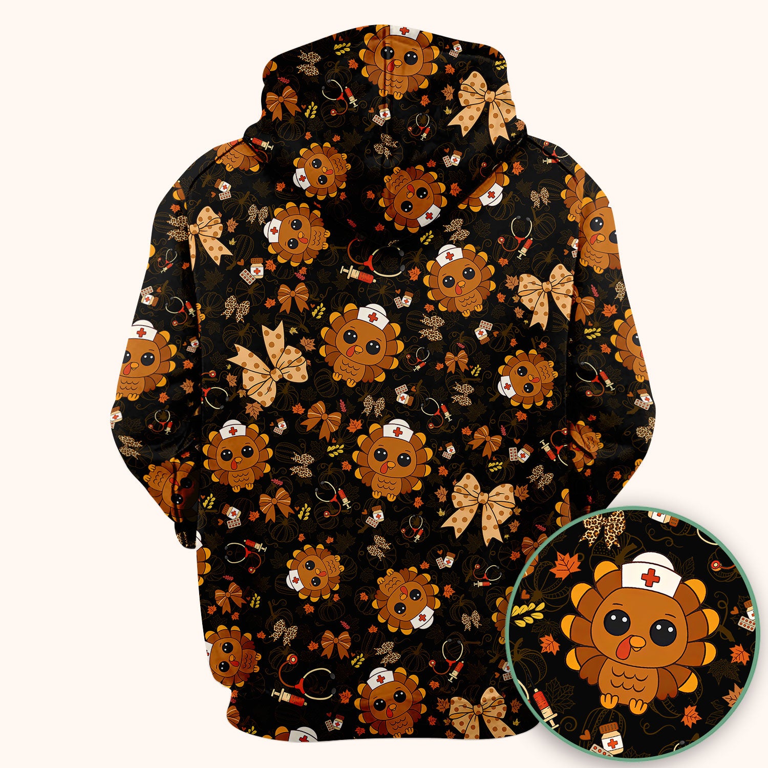 Thanksgiving Turkey Scrub for Nurses - Breathable Fabrics Nursing Uniform - Autumn Med Shirt Gift for Women