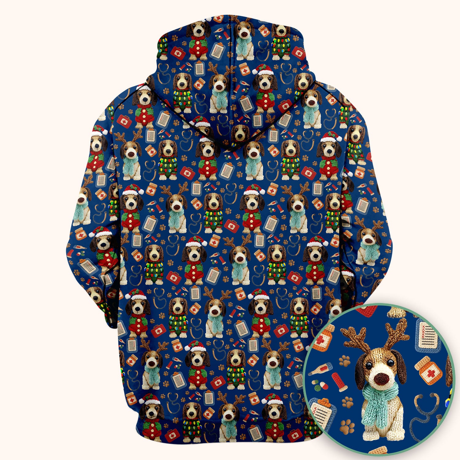 Christmas Doxie Scrubs for Women - Cute Dachshund Christmas Scrub Top for Nurses - Funny Medical Uniform Gift