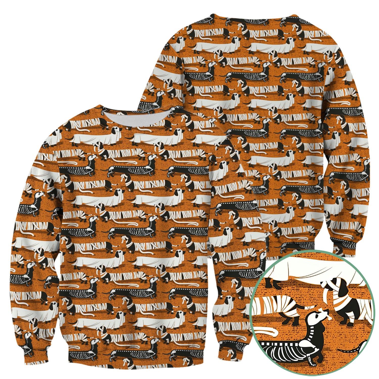 Dachshund Halloween Scrub Shirt - Multi Color Dog Print Scrub Top - Funny Skeleton Nurse Scrubs Gift for Women Men, CNA, RN