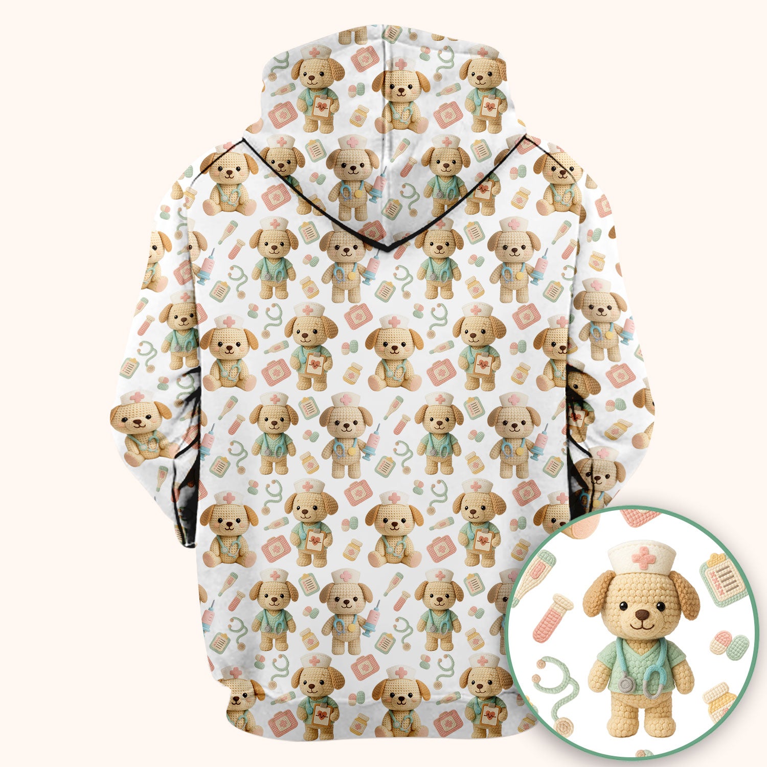 Cute Labrador Scrub Top for Nurse - Pastel Crochet Dog Medical Scrubs - Adorable Puppy Med Uniform Gift for Women