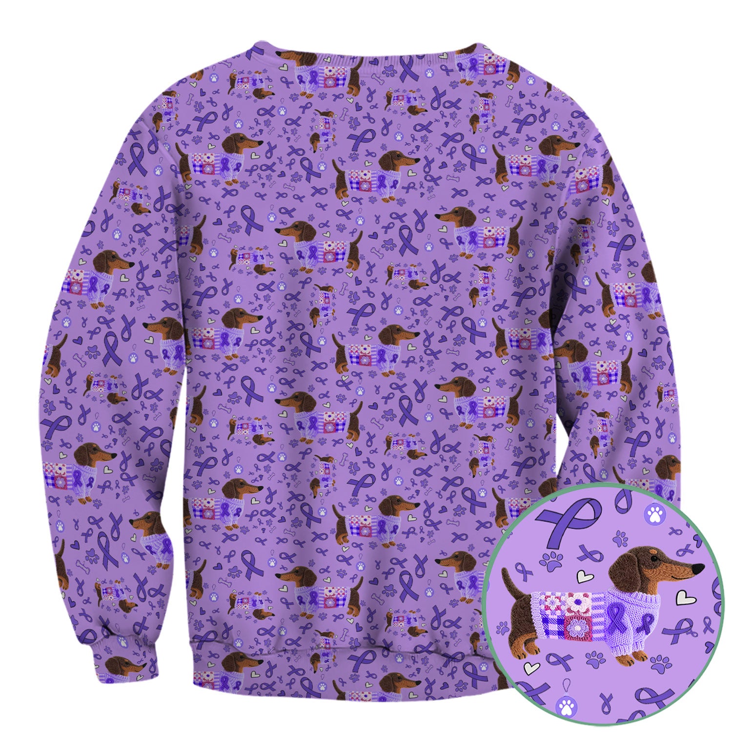 Wiener Dog Purple Ribbon Cancer Awareness Scrub - Breathable Fabrics Nursing Uniform - Comfortable Scrubs for Nurses