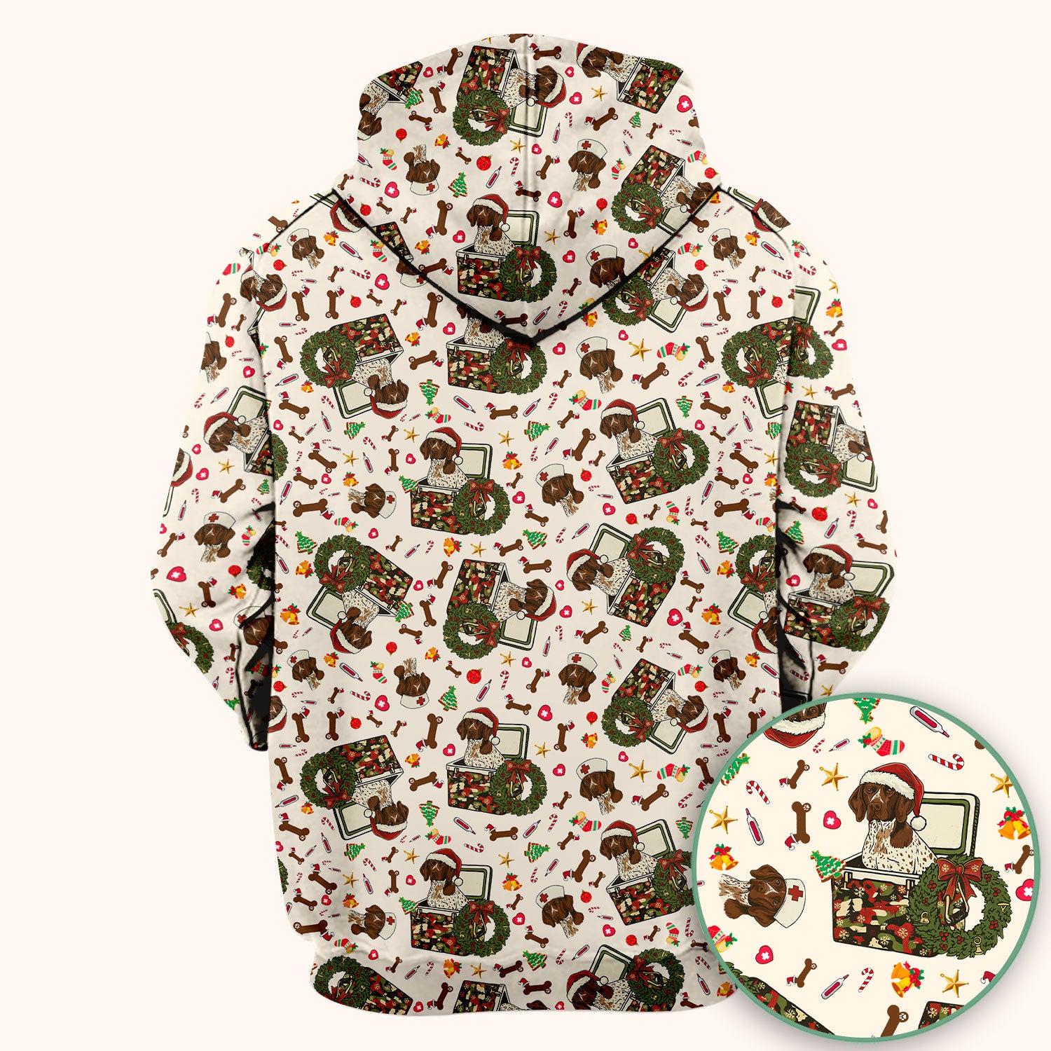 Christmas Dachshund Scrub Top - Cute Sausage Dog Nurse Shirt - Funny Holiday Medical Uniform for Women RN LPN CNA Gift