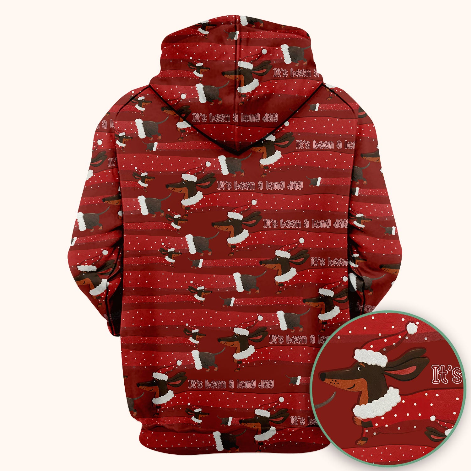 Funny Dachshund Christmas Scrub Top - It's Been a Long Day Shirt - Cute Wiener Dog Holiday Medical Uniform for Women