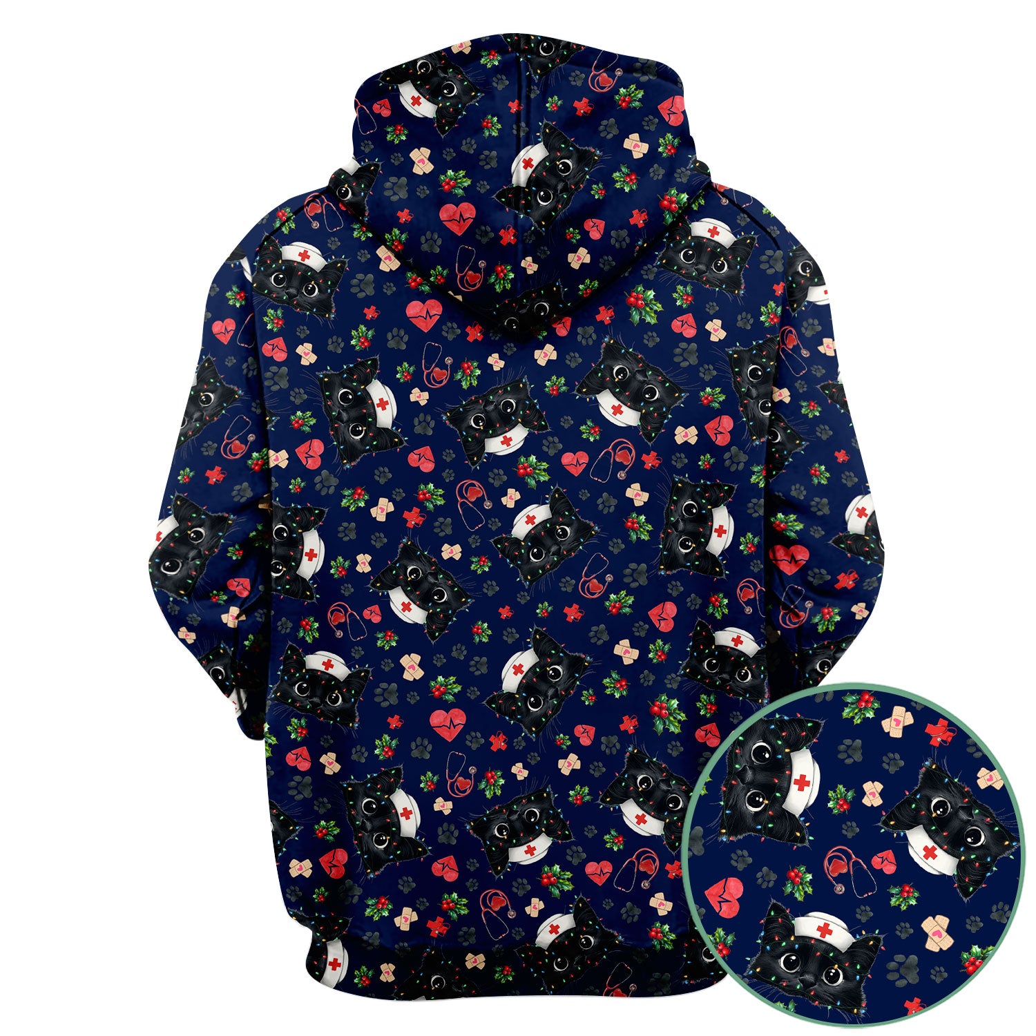 Funny Cats Scrub Top for Nurses - Black Kittens Christmas Medical Uniform - Jolly Holiday Gift for RN CNA LPN