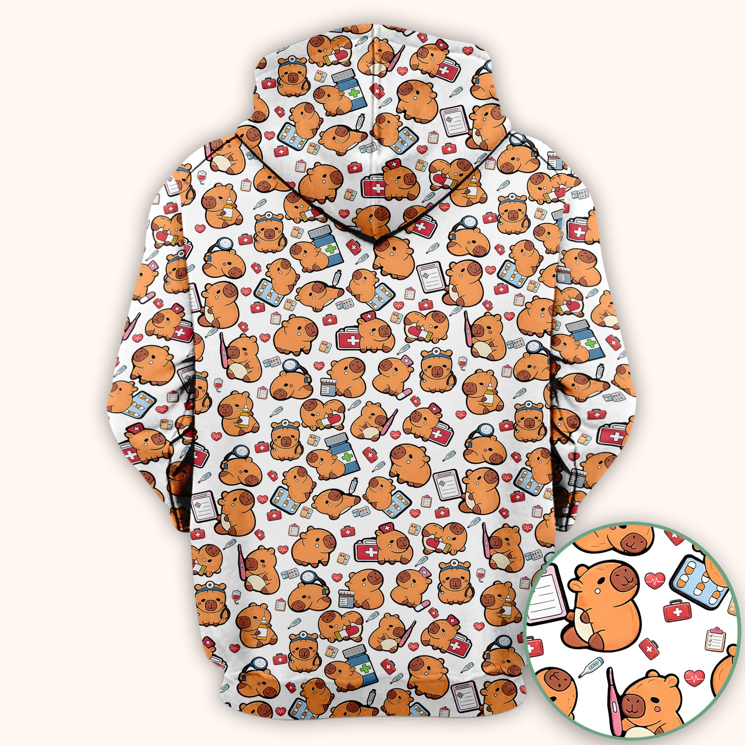 Capybara With Stethoscope And Medical Tools Seamless Scrub Top, Breathable Fabrics Nursing Uniform