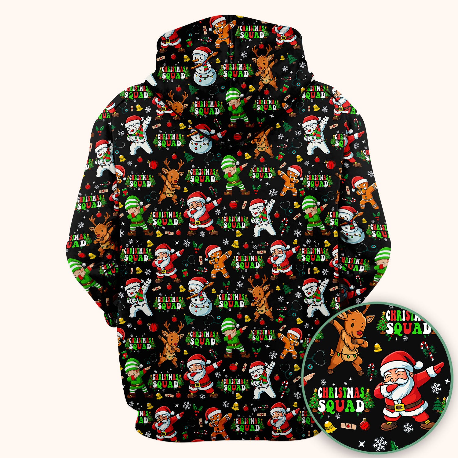 Christmas Squad Scrub Top - Funny Santa & Reindeer Shirt - Cute Holiday Medical Uniform for Nurses, Doctors & Vet Techs