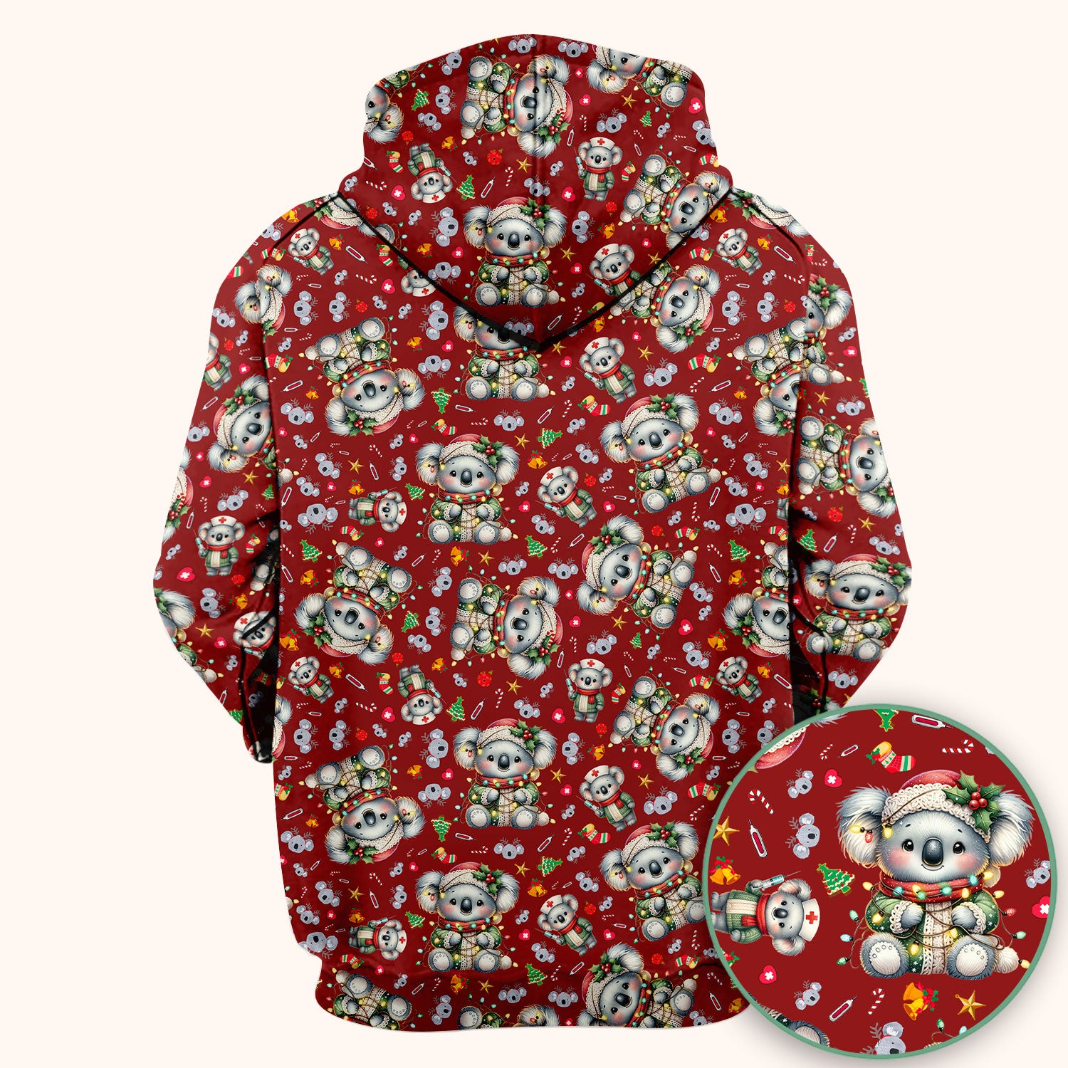 Christmas Koala Scrub Top - Cute Aussie Holiday Nurse Shirt for Women - Funny Animal Medical Uniform