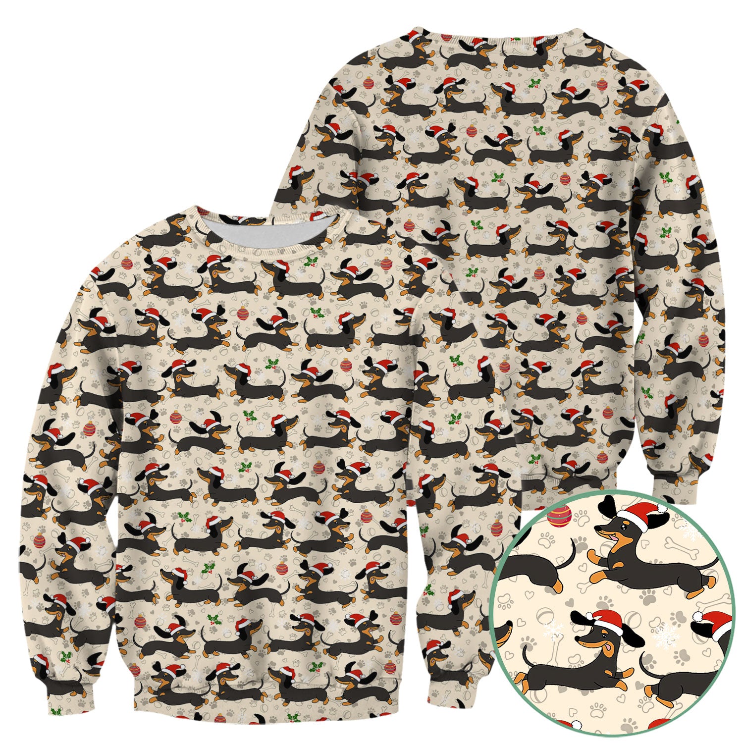 Christmas Wiener Dog Scrub Top - Cute Dachshund in Santa Hat - Funny Holiday Nurse Shirt for Women RN LPN CNA Medical Gift
