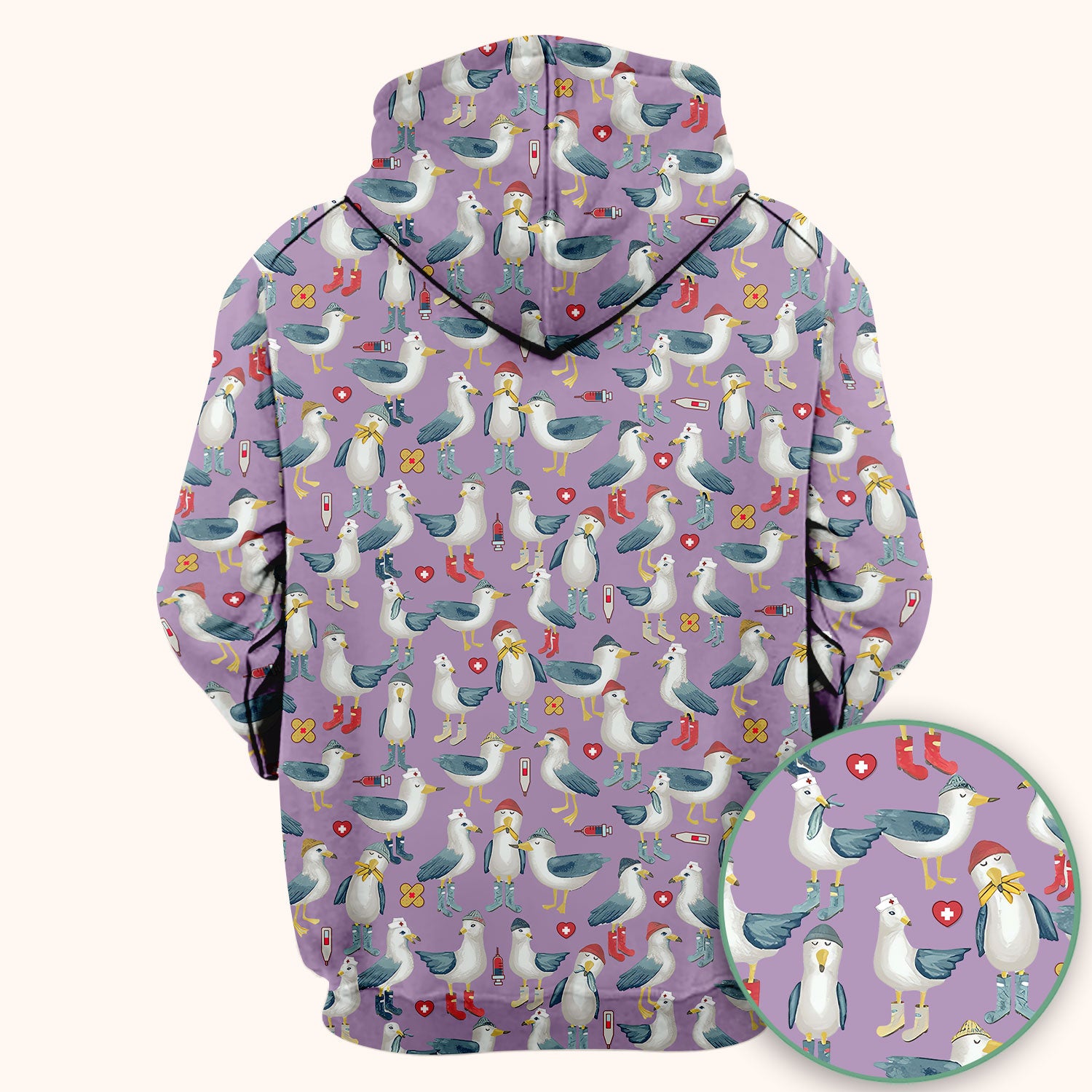 Funny Seagull Nurse Scrub Top - Cute Bird with Medical Icons - Comfortable Scrubs for Women