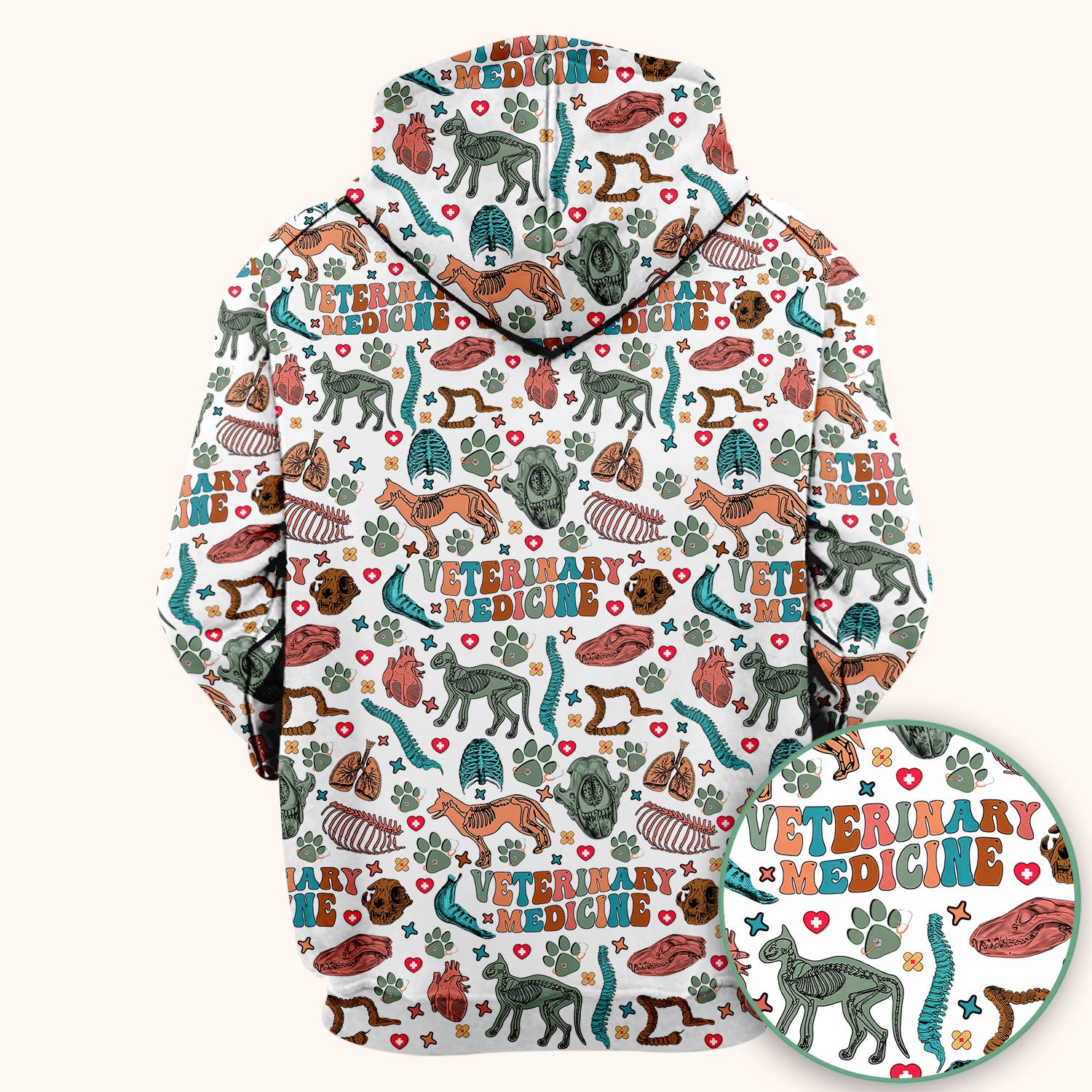 Veterinary Medicine Scrub Top - Cute Animal Anatomy Pattern Medical Shirt - Fun Vet Tech Nurse Scrubs for Women