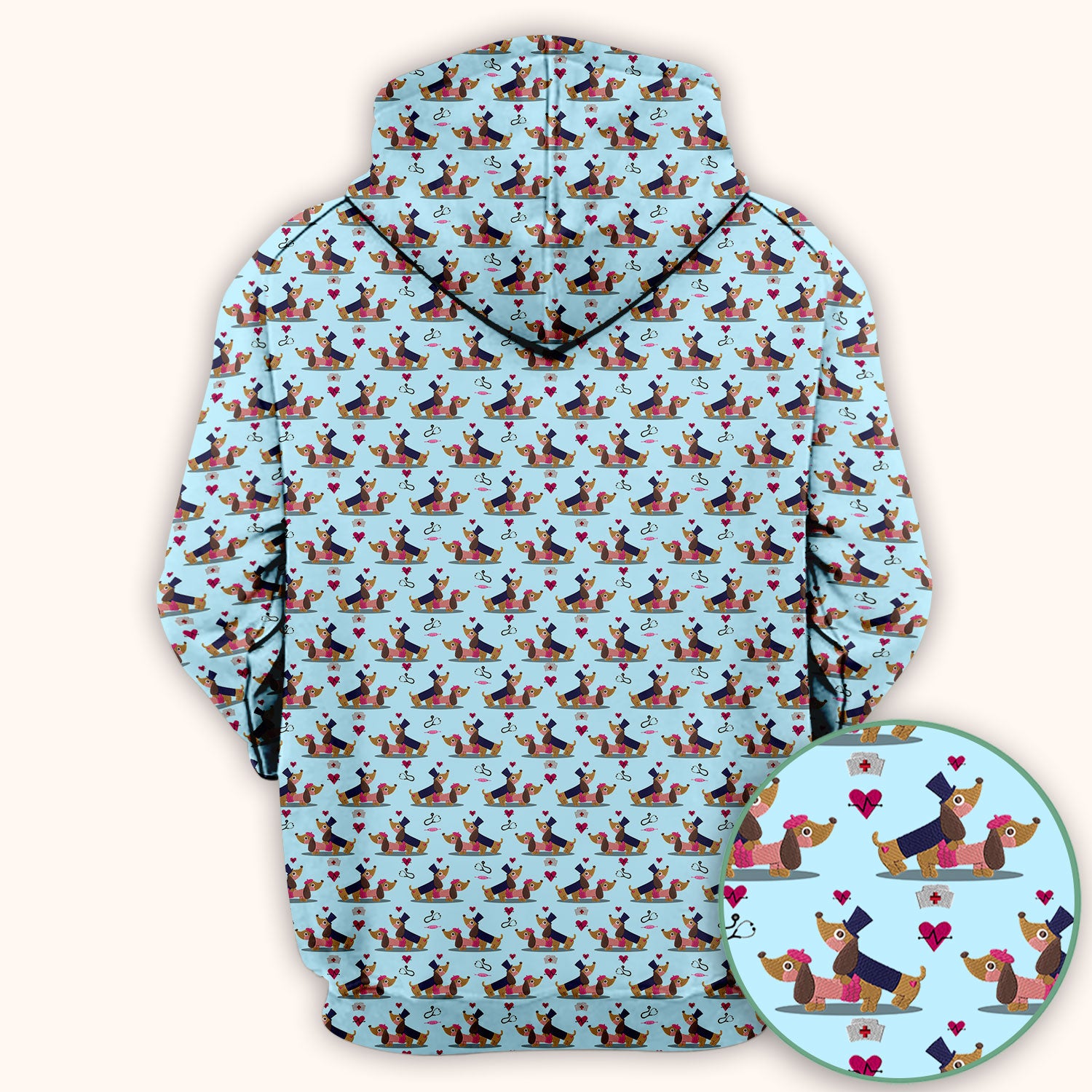 Cute Dachshund Valentine Nurse Scrub Top - Funny Gift for Women