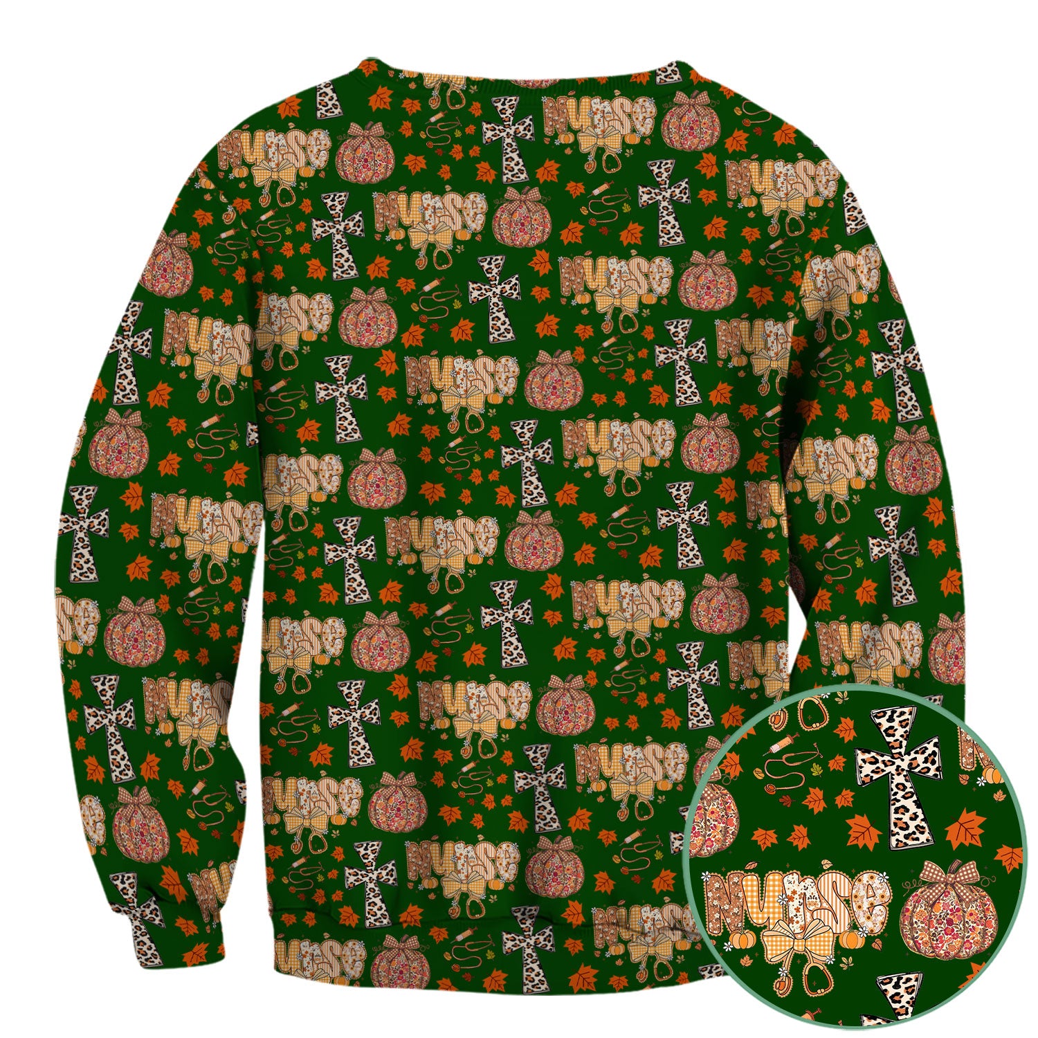 Floral Pumpkin Scrub Top for Women - Coquette Bow Thanksgiving Shirt - Comfortable Medical Uniform