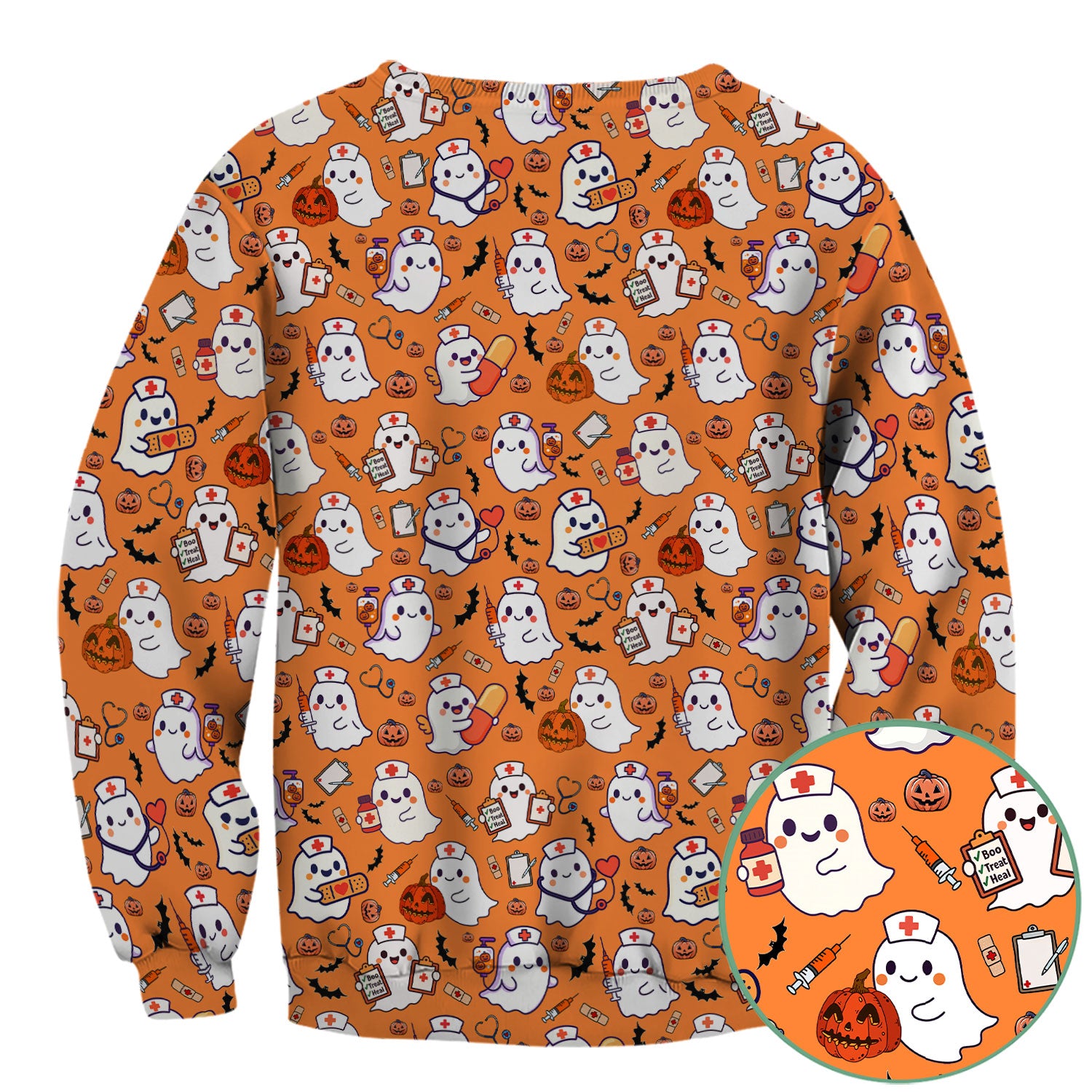 Halloween Scrubs for Women - Pumpkin Shirt - Comfortable Scrubs for Nurses - Breathable Fabrics Nursing Uniform - Holiday Gift for Her
