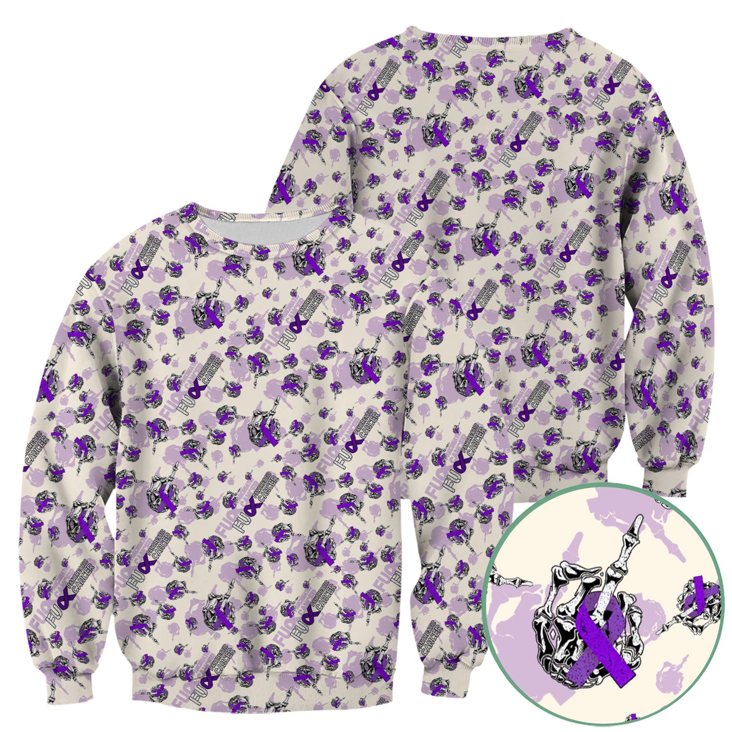 Pancreatic Cancer Awareness Scrub Top - Fuck Cancer Purple Ribbon Nurse Shirt - Strong Gift Idea for Survivors, Fighters & Supporters