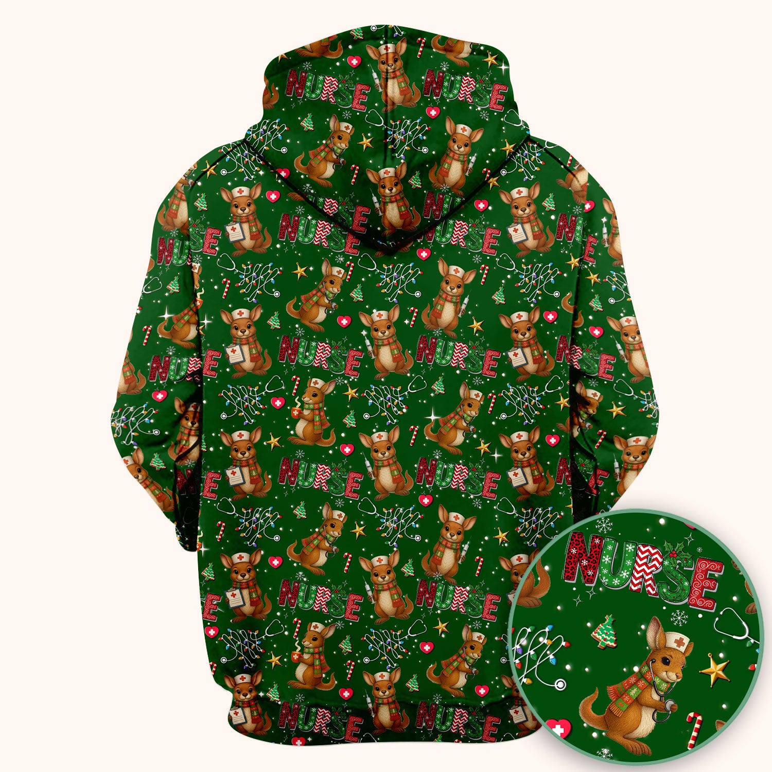 Christmas Kangaroo Nurse Scrub Top - Cute Aussie Holiday Medical Uniform - Funny Xmas Scrubs for Women