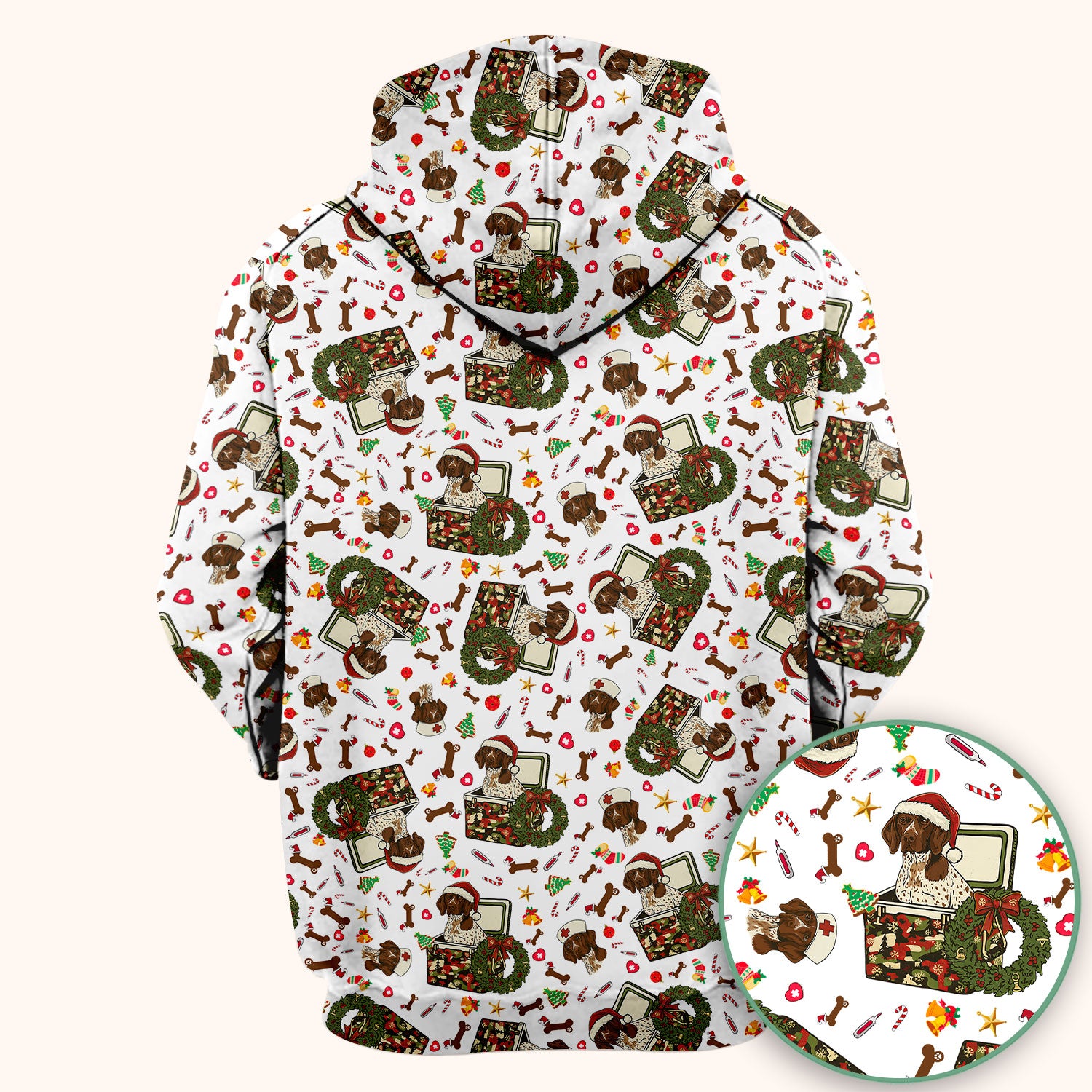 Christmas Dachshund Scrub Top - Cute Sausage Dog Nurse Shirt - Funny Holiday Medical Uniform for Women RN LPN CNA Gift