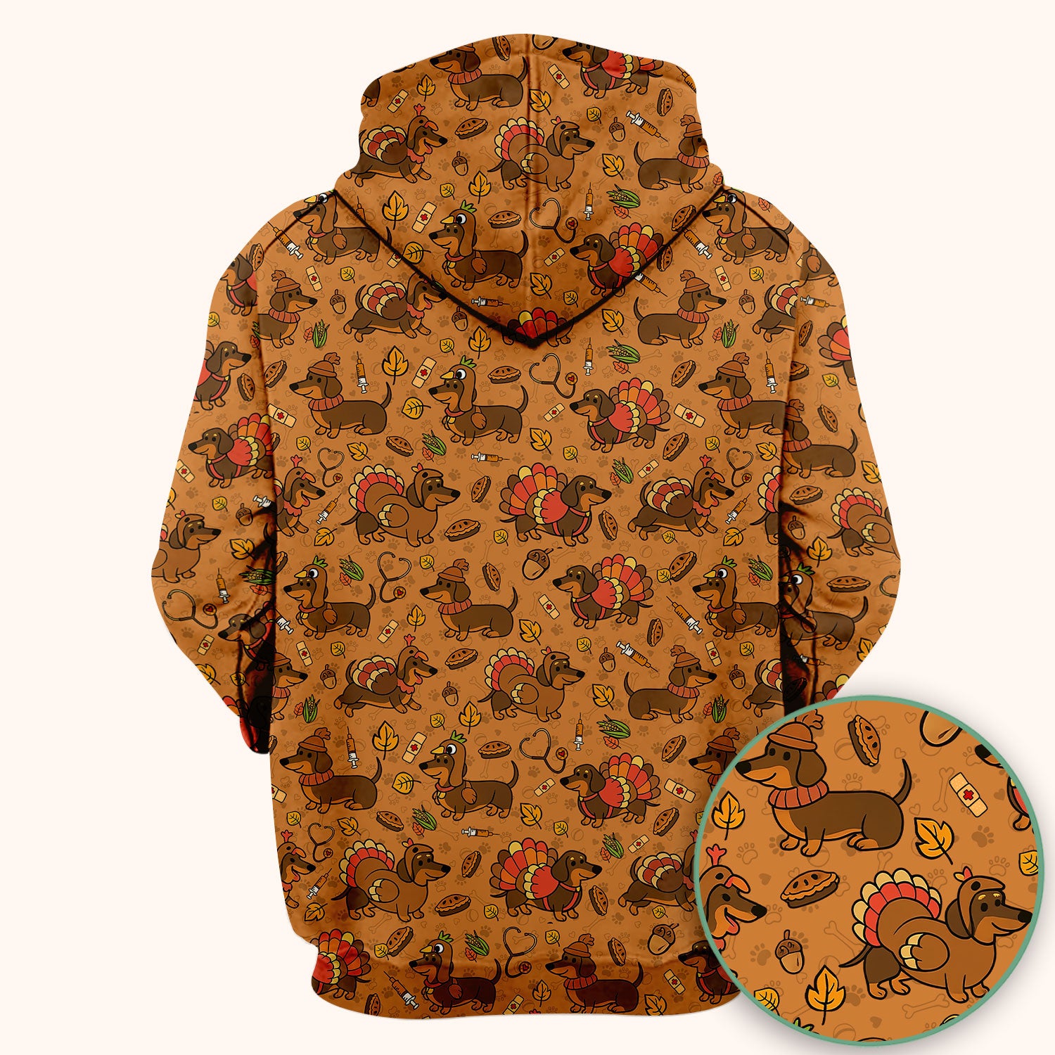 Thanksgiving Dachshund Scrubs Top - Cute Dog Turkey Medical Uniform Shirt for Nurses - Funny Holiday Gift