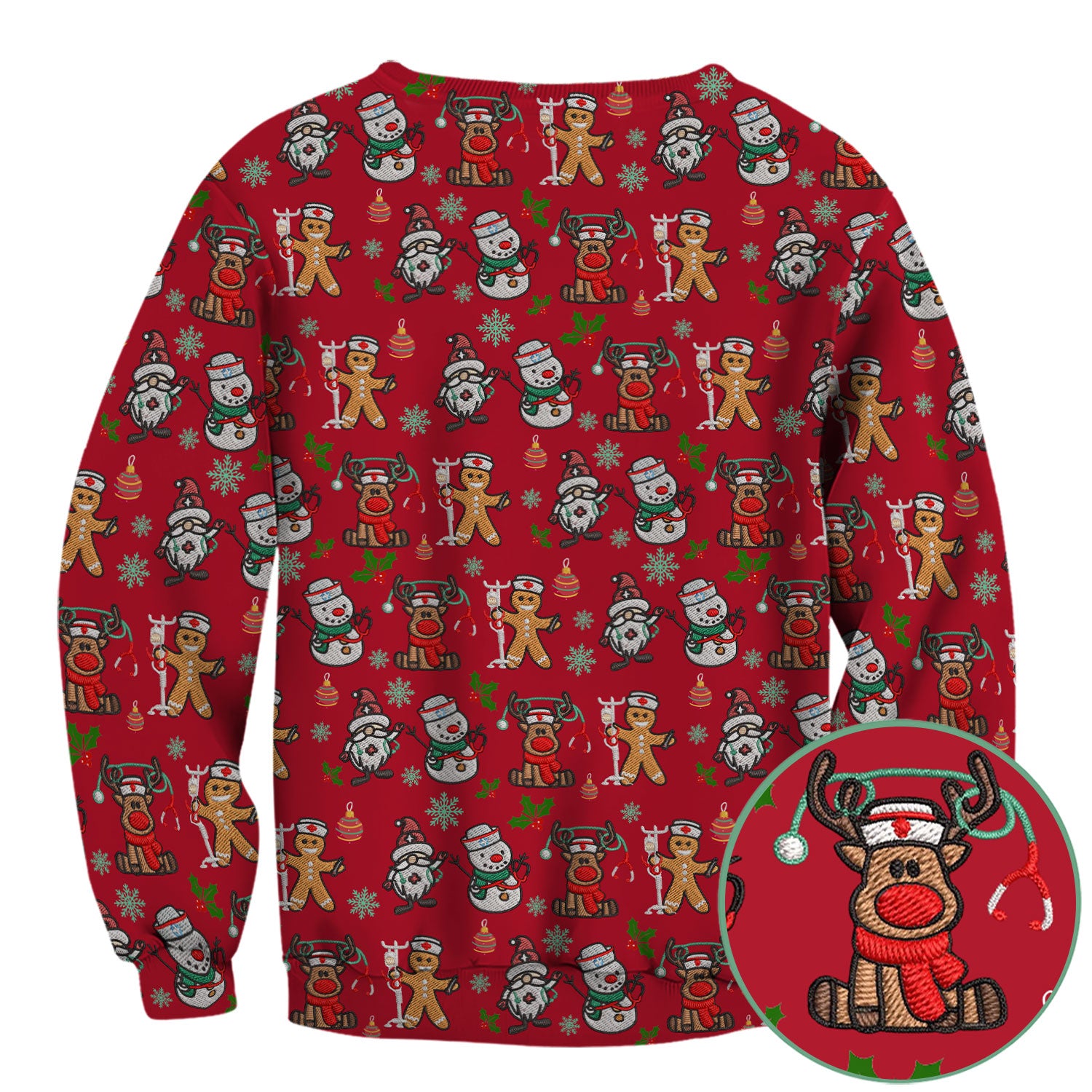 Reindeer Xmas Scrubs for Women - Gingerbread Cookies Shirts - Comfortable Scrubs for Nurses - Breathable Nursing Uniform