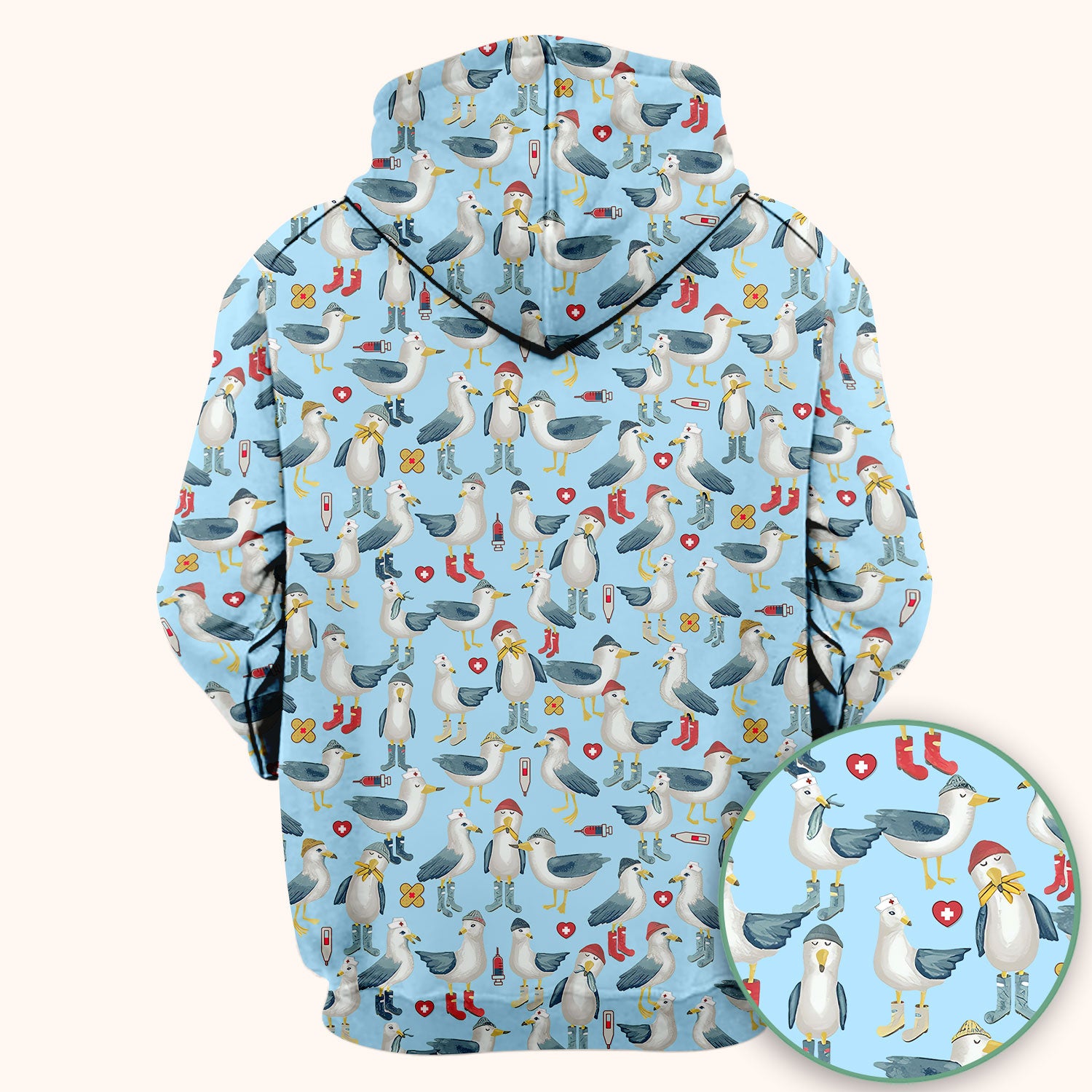 Seagull Scrub Top for Nurses - Adorable Birds Medical Uniform - Funny Shirt for RN CNA LPN
