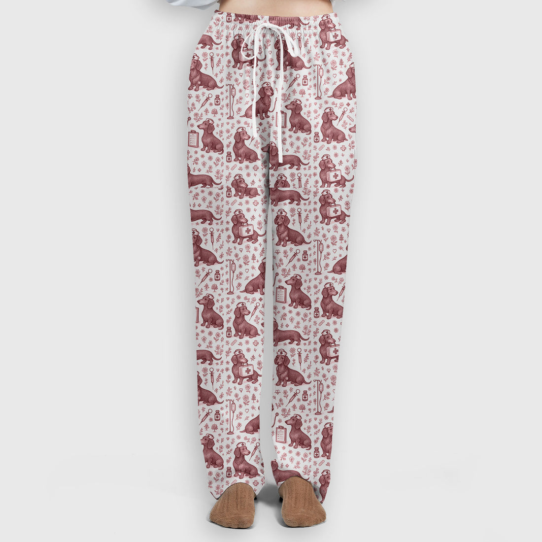 Vintage Dachshund Scrub Set - Artistic Dog Pattern Medical Scrubs - Cute Pet Lover Nurse Gift for Women