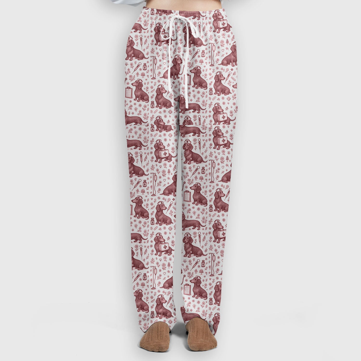 Vintage Dachshund Scrub Set - Artistic Dog Pattern Medical Scrubs - Cute Pet Lover Nurse Gift for Women