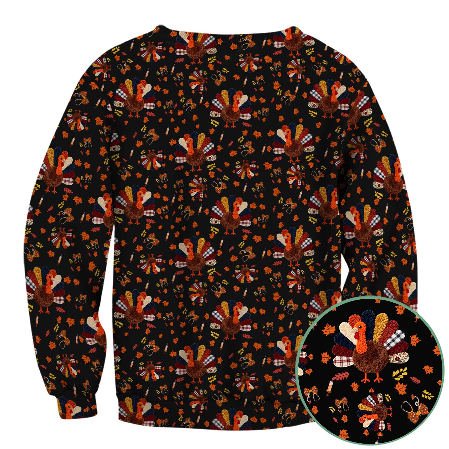 Thanksgiving Comfortable Scrubs for Nurses - Funny Autumn Turkey Shirt - Breathable Fabrics Nursing Uniform