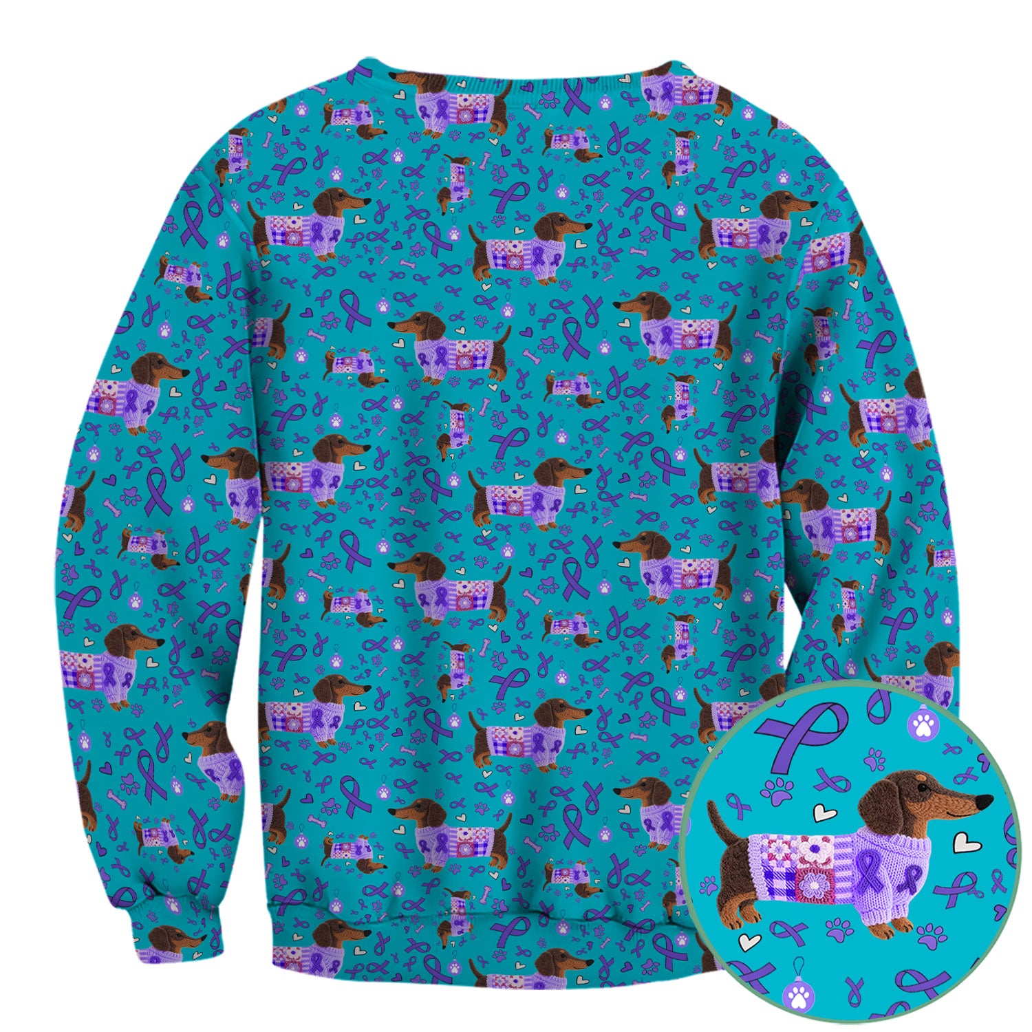 Wiener Dog Purple Ribbon Cancer Awareness Scrub - Breathable Fabrics Nursing Uniform - Comfortable Scrubs for Nurses
