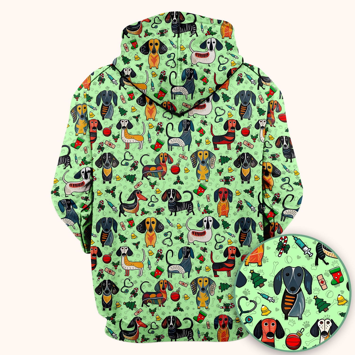 Dachshund Christmas Scrub Top - Cute Wiener Dog Nurse Uniform for Women - Holiday Medical Shirt