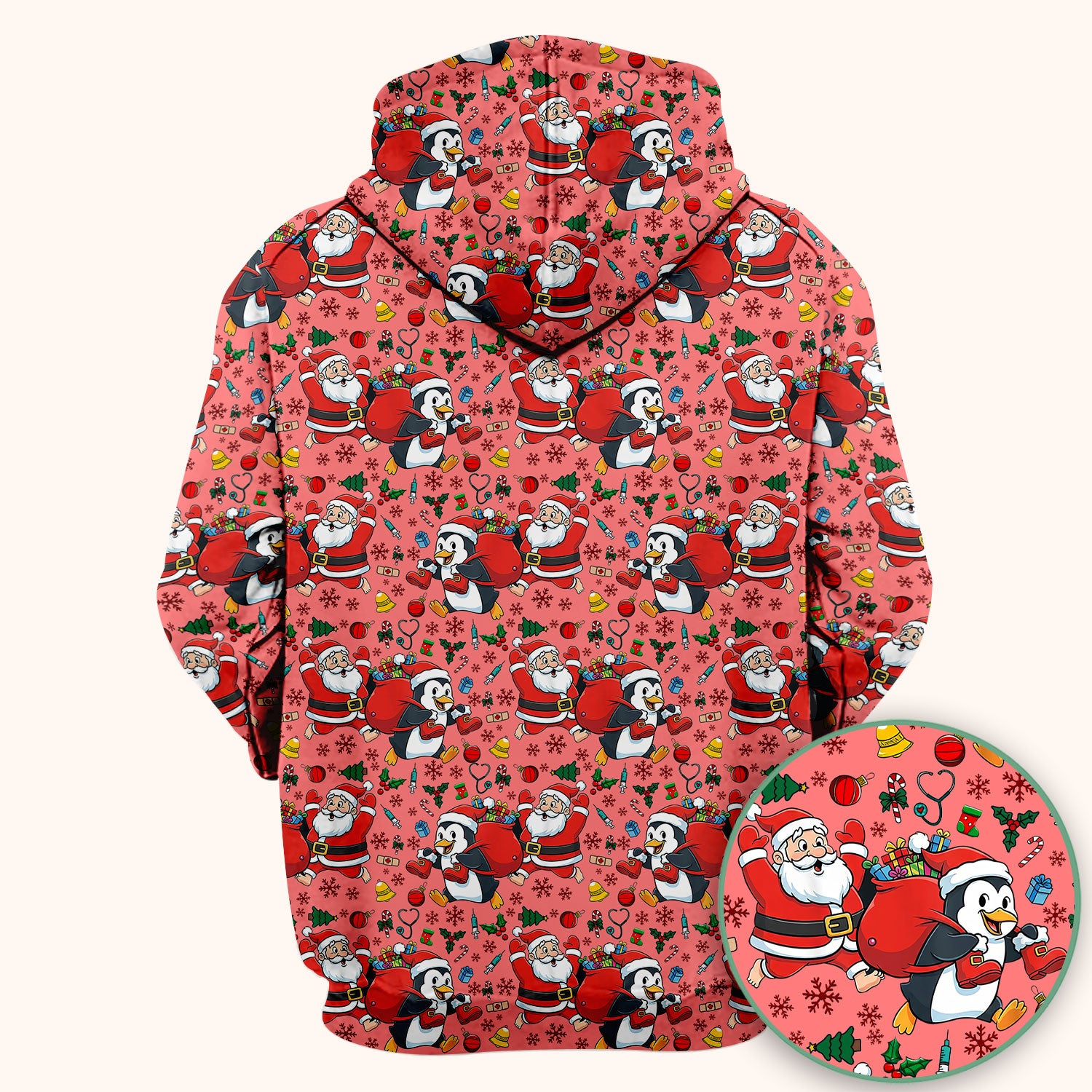 Funny Penguin Christmas Scrub Top - Santa Holiday Nurse Uniform for Women - Medical Gift for RN CNA LPN