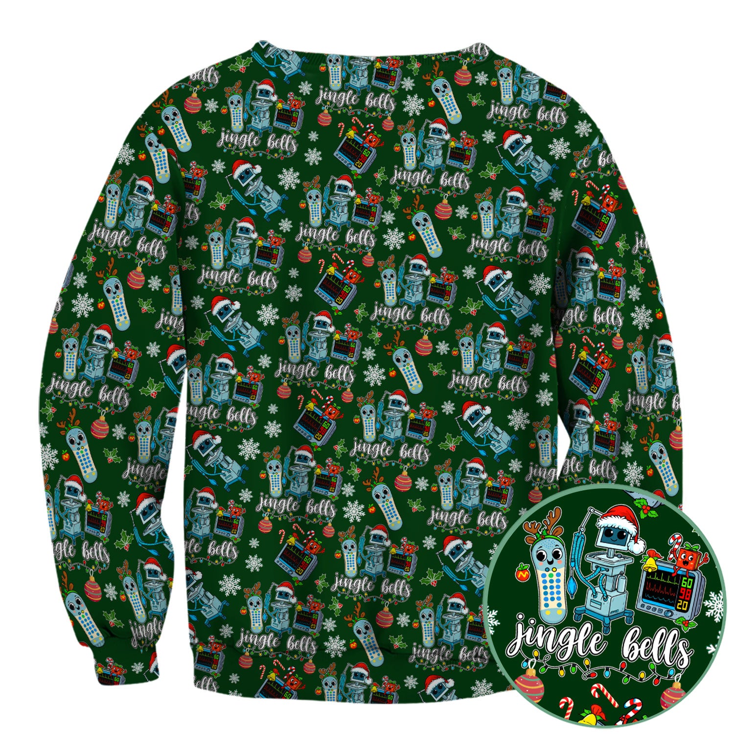 Funny Jingle Bells Holiday Scrub Top - Funny Christmas Scrubs for Nurses - Breathable Fabrics Nursing Uniform