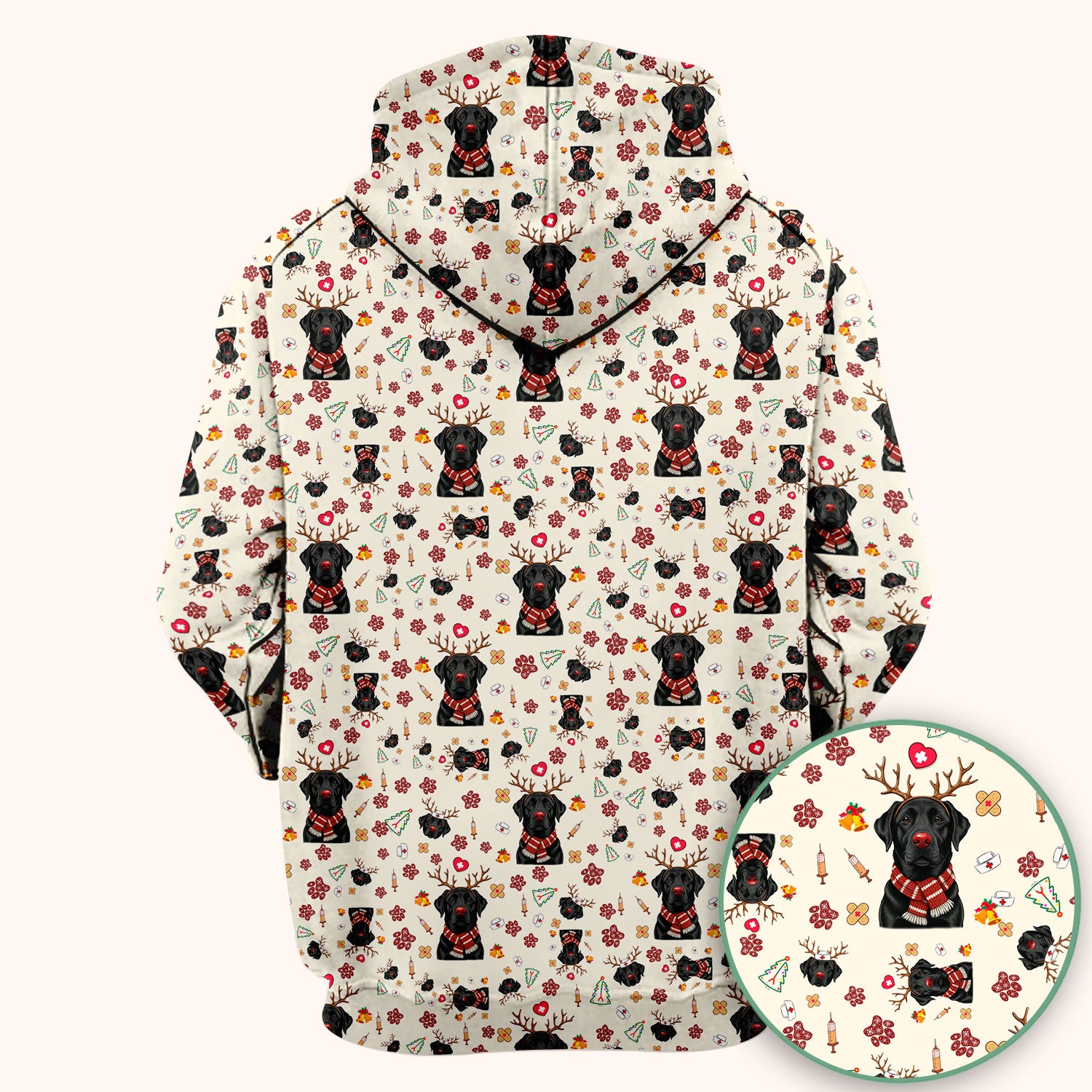 Black Lab Christmas Scrub Top - Funny Labrador Nurse Shirt - Cute Holiday Medical Uniform for Women RN LPN CNA Gift