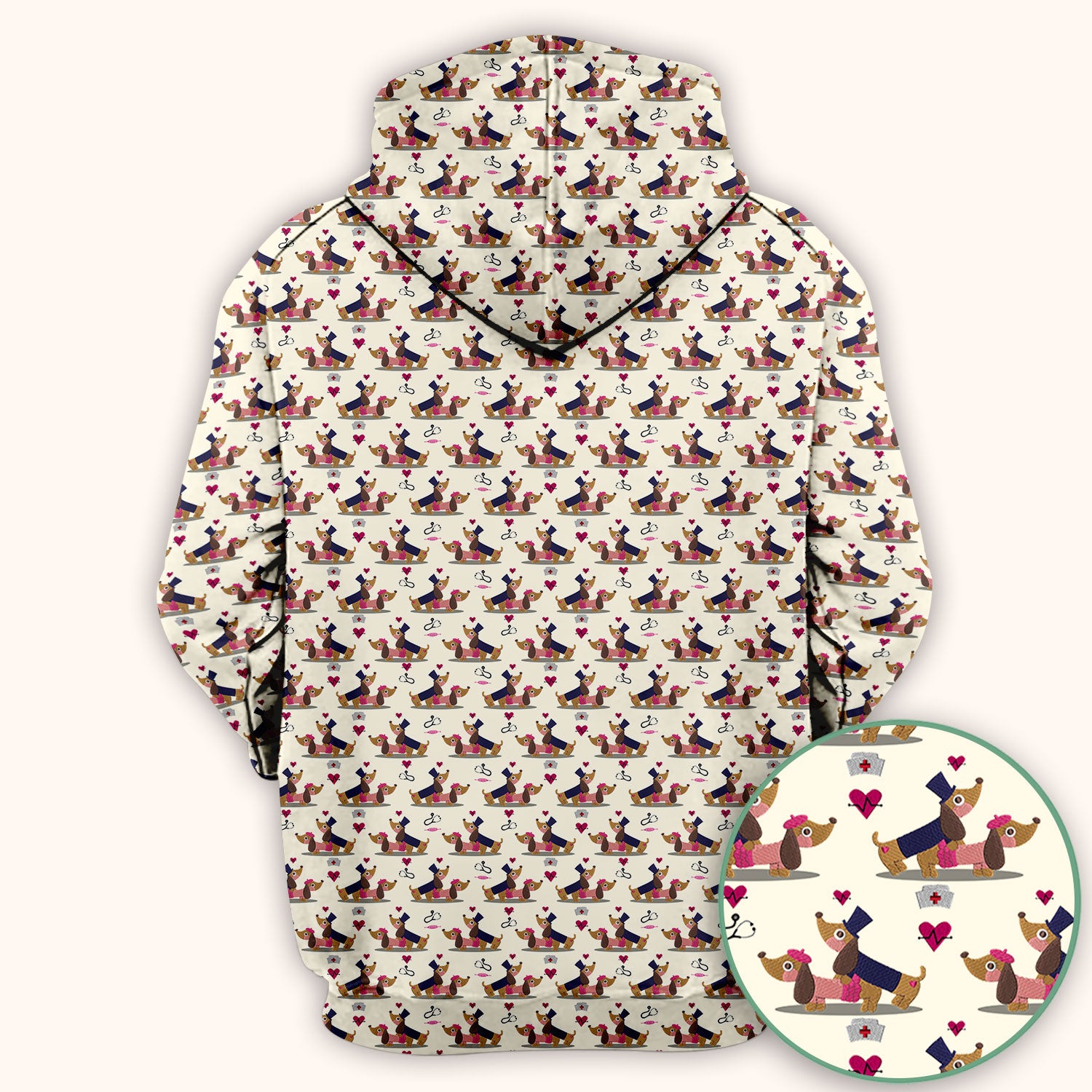 Funny Dachshund Couple Valentine Scrub Top - Nursing Gift for Women