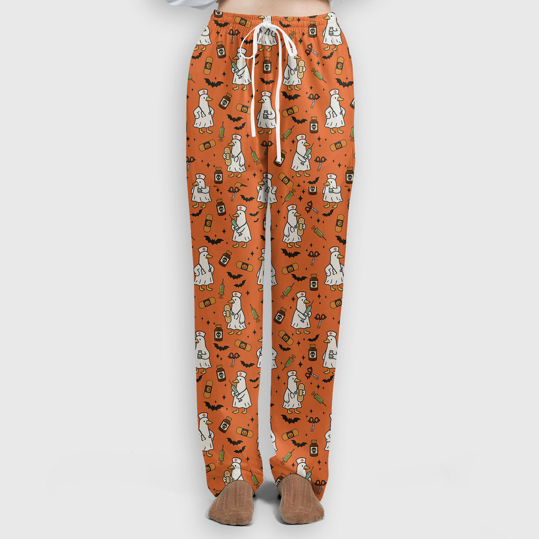 Goose Halloween Nurse Scrub Set - Quirky Duck Medical Pattern - Funny Spooky Nursing Outfit Gift for Women RN LPN CNA