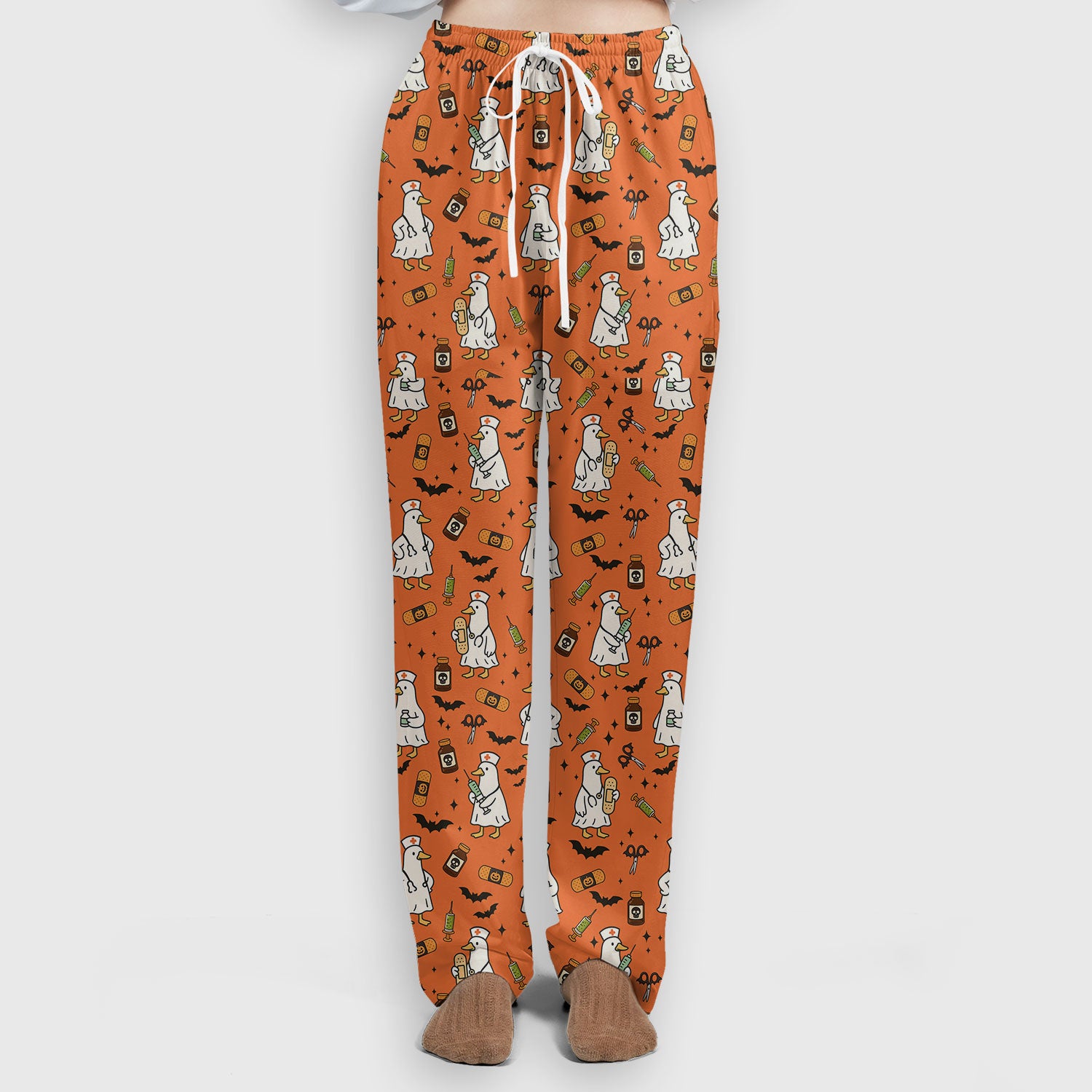Goose Halloween Nurse Scrub Set - Quirky Duck Medical Pattern - Funny Spooky Nursing Outfit Gift for Women RN LPN CNA