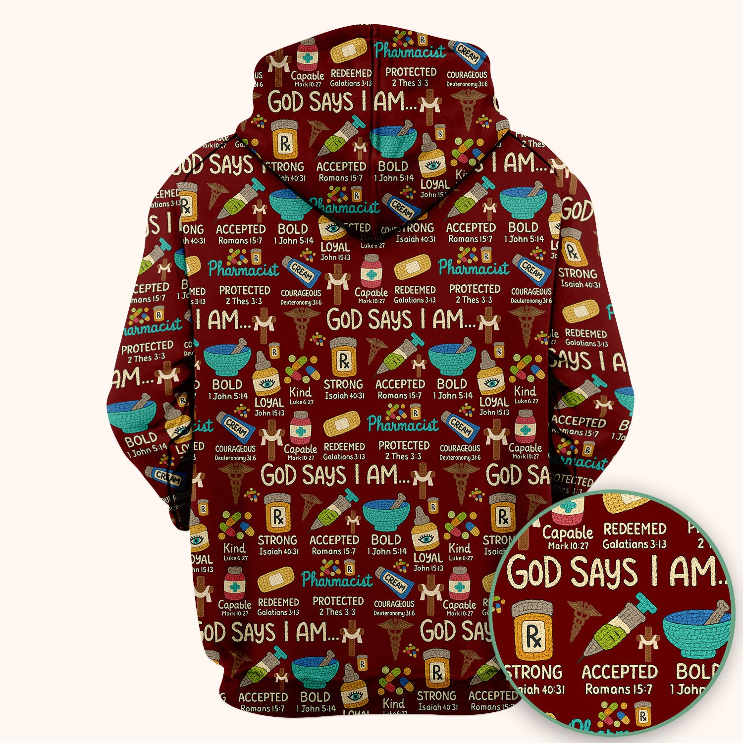 God Says I Am Pharmacist Scrub Top - Christian Pharmacy Scrubs for Women - Faith Inspired Medical Uniform - Bible Verse Nurse Shirt