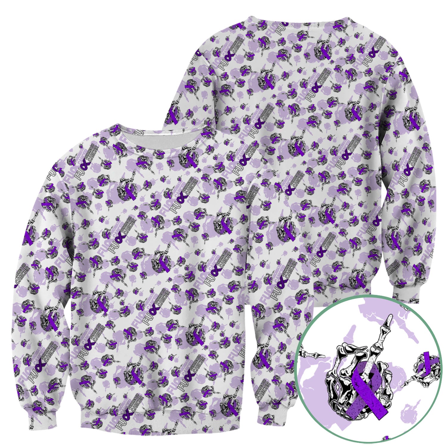 Fuck Pancreatic Cancer Scrub Top - Purple Ribbon Awareness Nurse Shirt - Bold Medical Uniform Gift for Cancer Support Fighters
