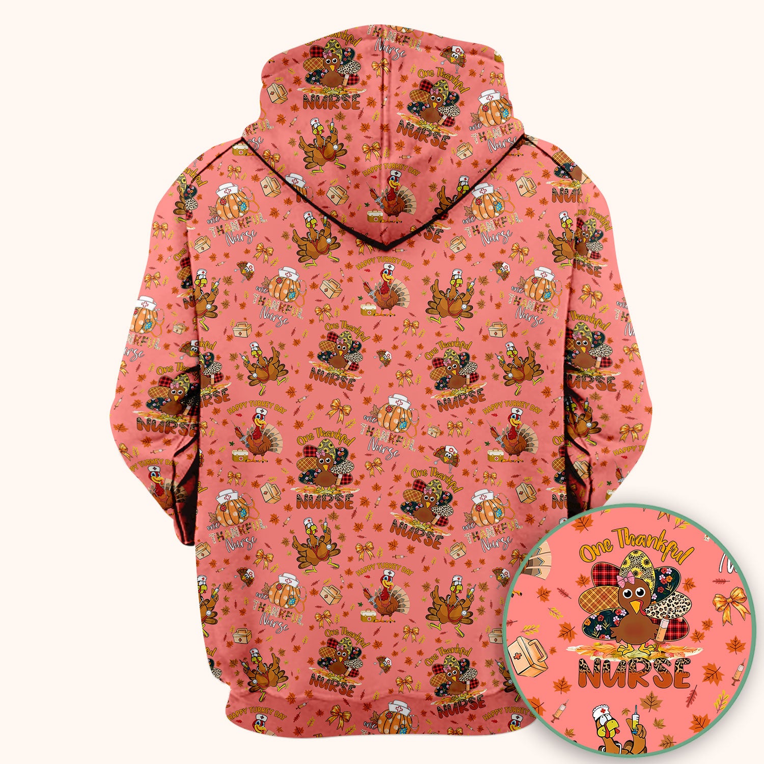 Thanksgiving Nurse Shirt for Women - Turkey Pumpkin Scrub Top for Nurses - Fall Med Uniform for RN CNA LPN