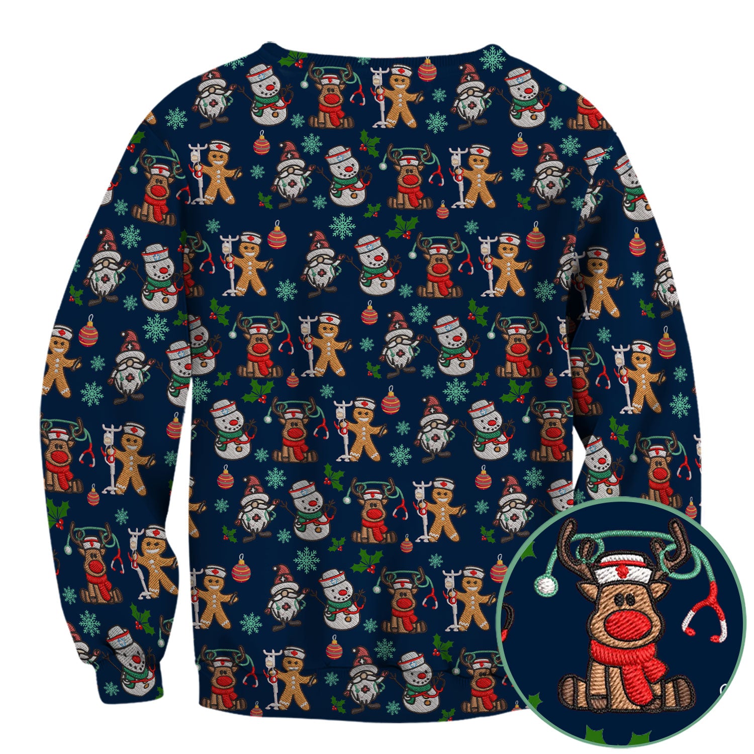 Reindeer Xmas Scrubs for Women - Gingerbread Cookies Shirts - Comfortable Scrubs for Nurses - Breathable Nursing Uniform