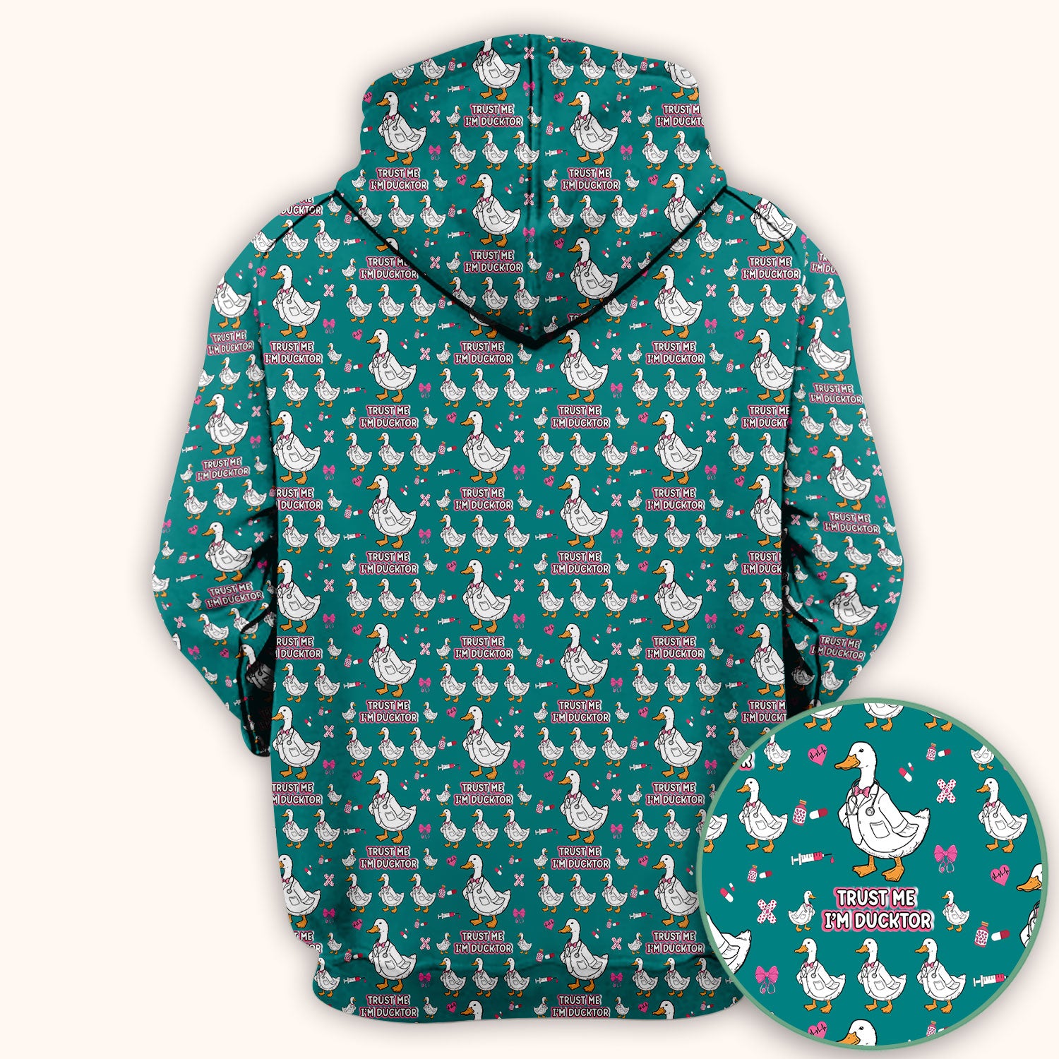 Trust Me I'm Ducktor Scrub Top, Funny Duck Pattern Scrub Shirt, Breathable Fabrics Nursing Uniform For Women