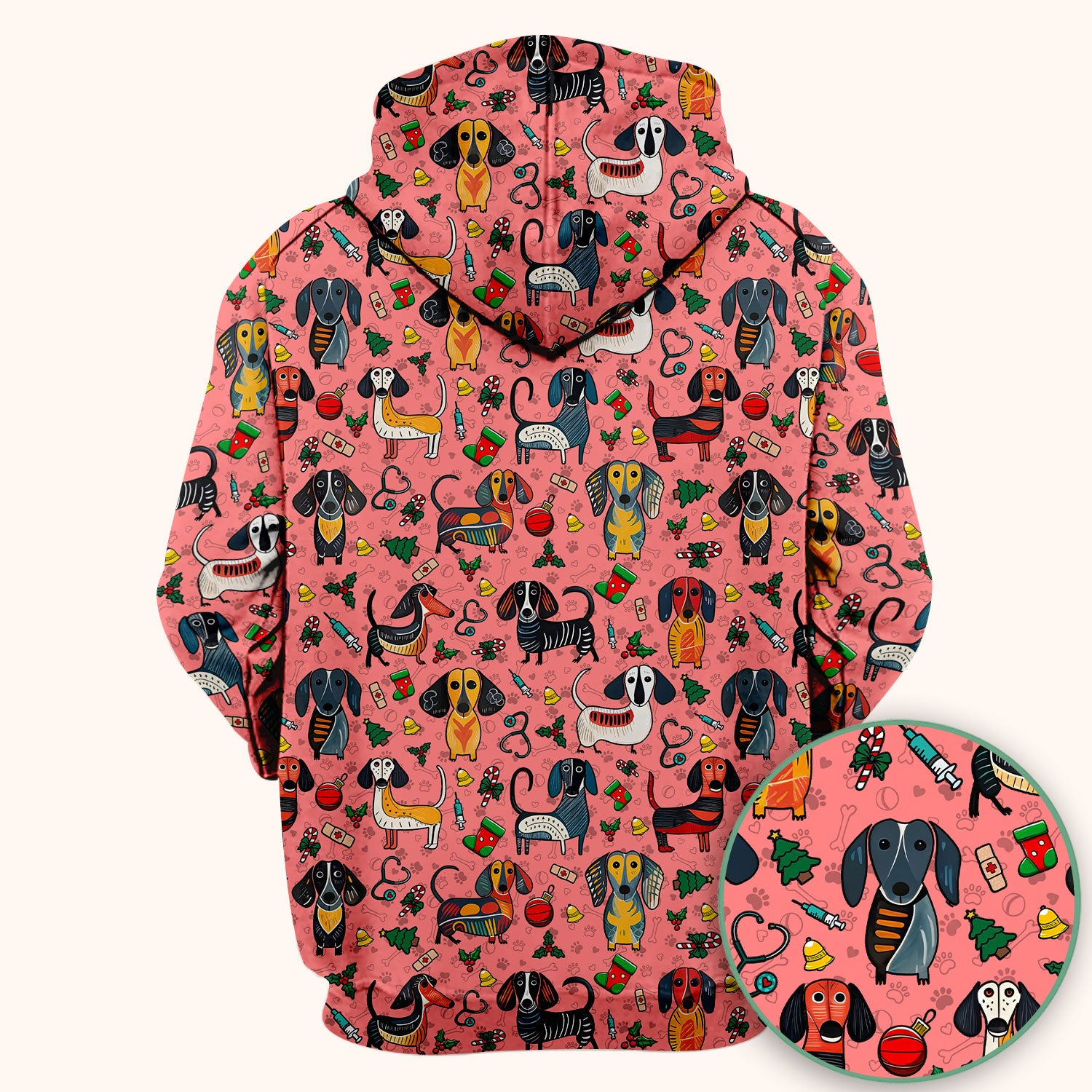 Dachshund Christmas Scrub Top - Cute Wiener Dog Nurse Uniform for Women - Holiday Medical Shirt