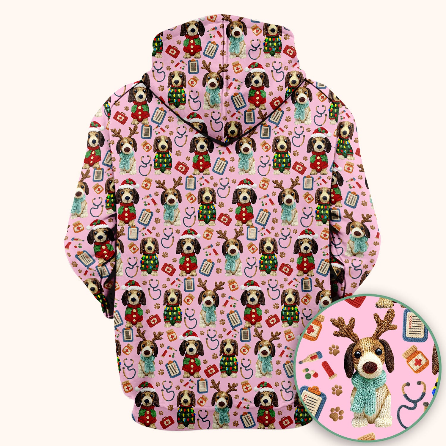 Christmas Doxie Scrubs for Women - Cute Dachshund Christmas Scrub Top for Nurses - Funny Medical Uniform Gift