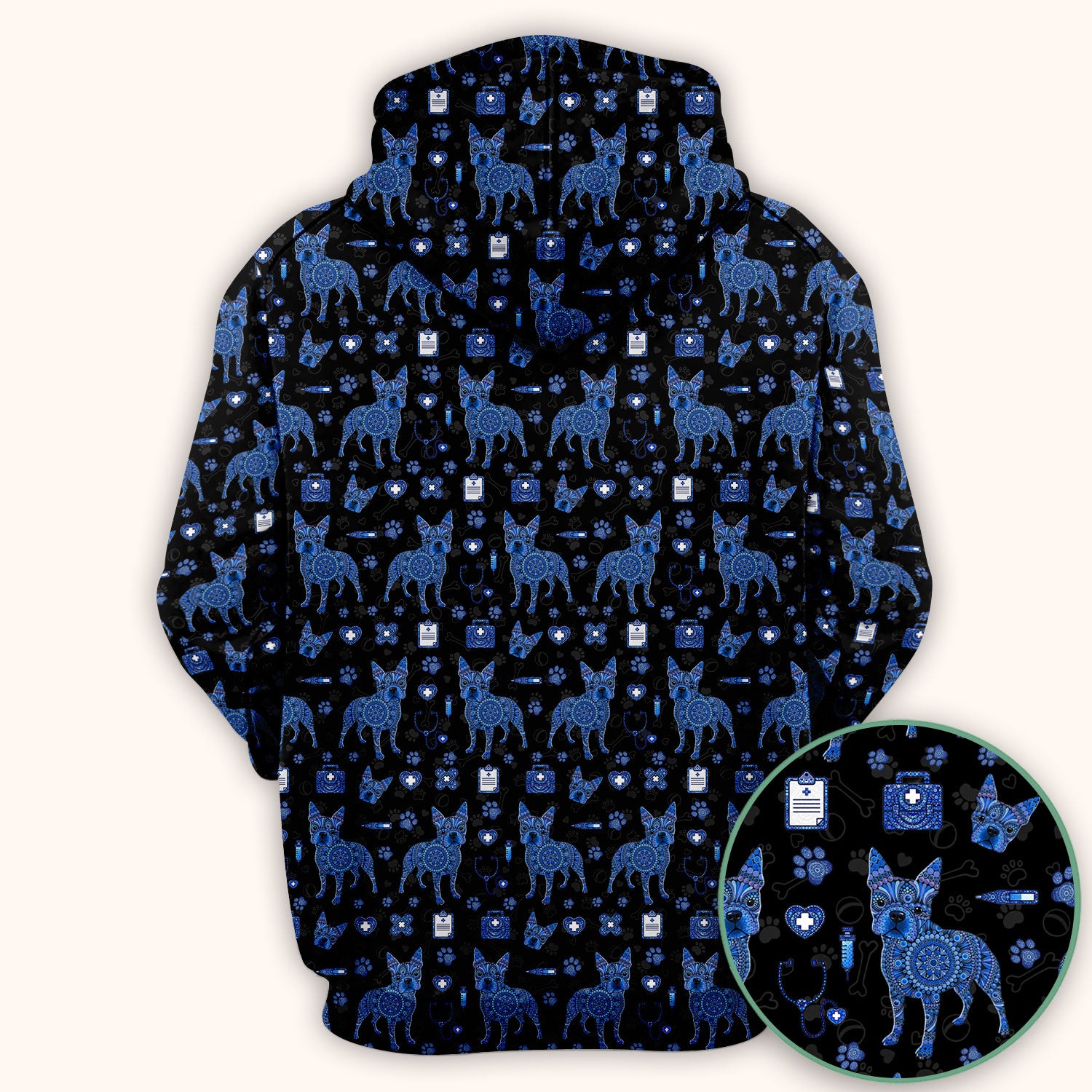 Blue Heeler Australian Cattle Dog Scrub Top, Australia Dot Art Pattern Shirt, Breathable Fabrics Nursing Uniform