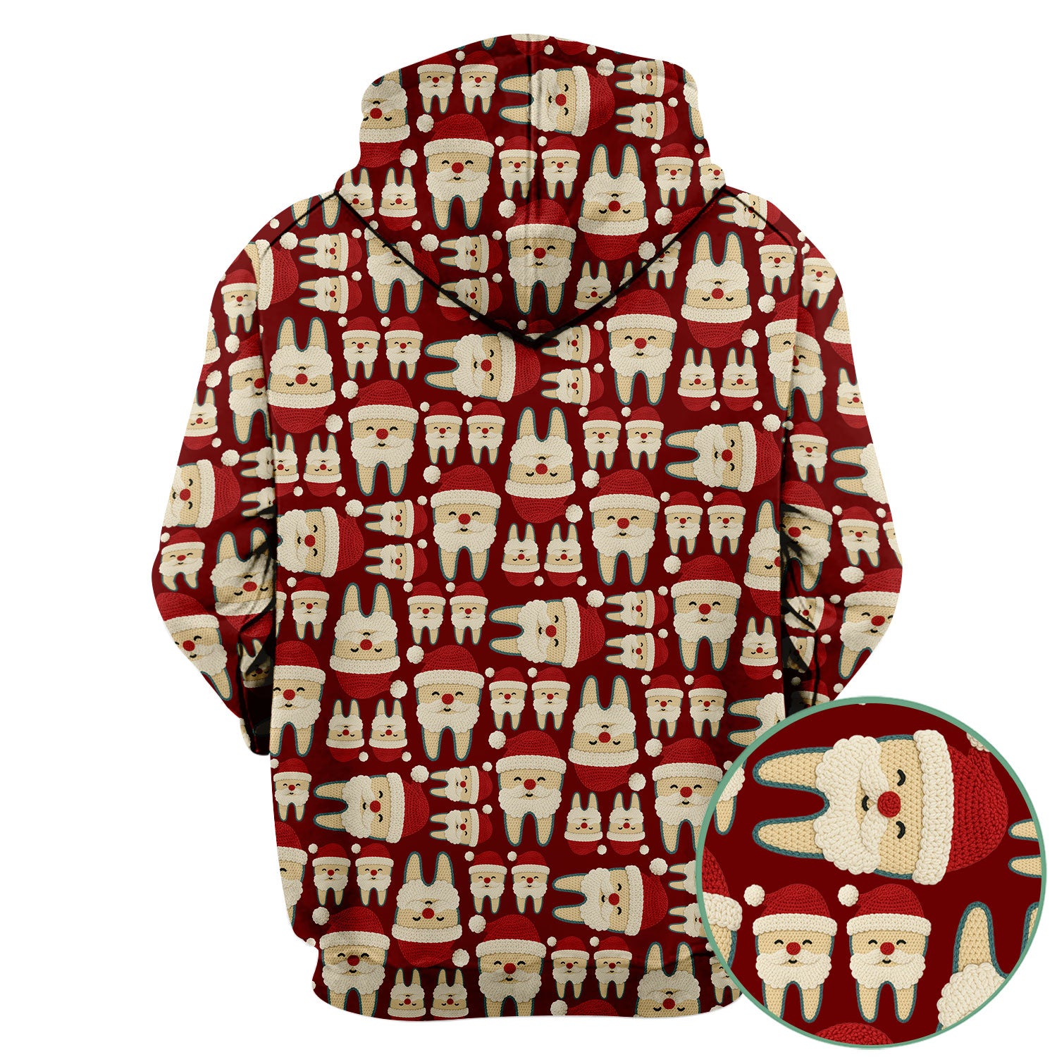Christmas Tooth Scrub Top - Cute Santa Tooth Pattern for Dentists & Hygienists - Crochet Style Holiday Medical Uniform for Women