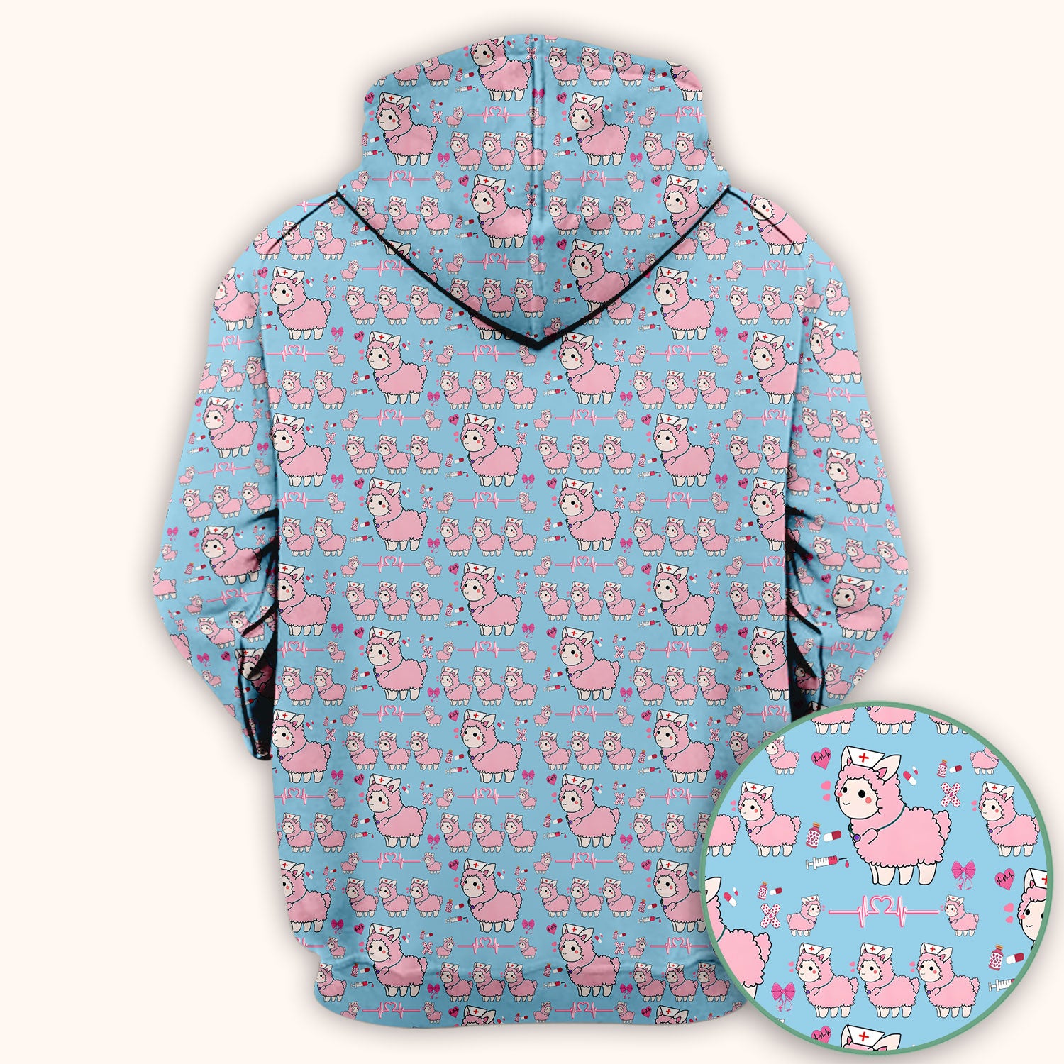 Llama Ain't Got Time For Your Drama Scrub Top, Funny Pattern Scrub Shirt, Breathable Fabrics Nursing Uniform