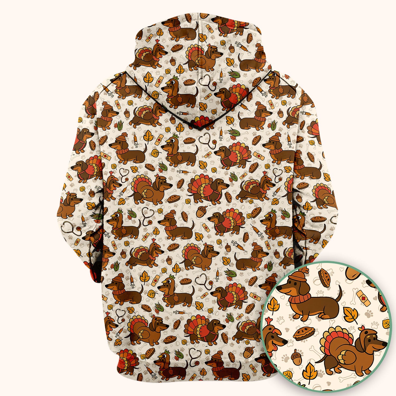 Thanksgiving Wiener Dog Scrub Top - Funny Dachshund TurkeChicken Nurse Shirt for Women - Cute Holiday Medical Uniform