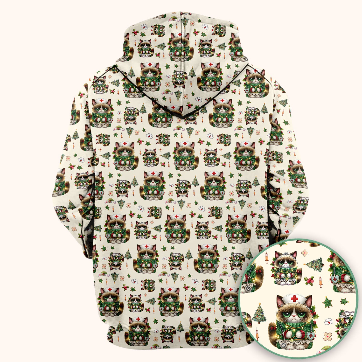 Christmas Nurse Scrub Top - Funny Cat Nursing Shirt - Cute Holiday Medical Uniform for Women RN LPN CNA