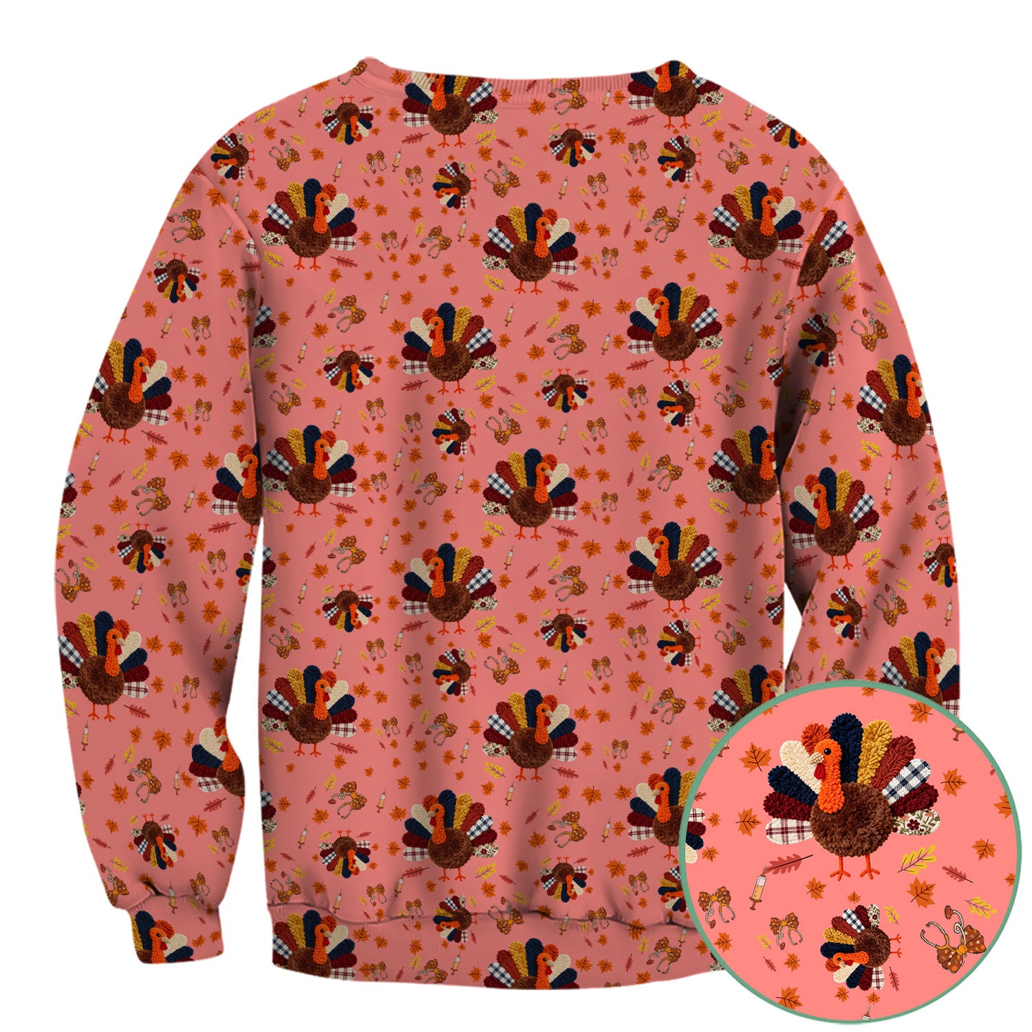 Thanksgiving Comfortable Scrubs for Nurses - Funny Autumn Turkey Shirt - Breathable Fabrics Nursing Uniform