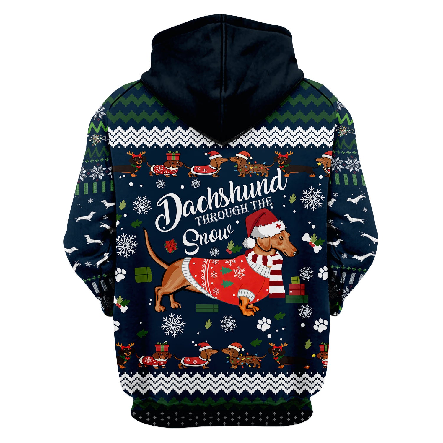 Dachshund Through the Snow - Funny Christmas Scrub Top - Wiener Dog Lover Gift - Holiday Medical Uniform