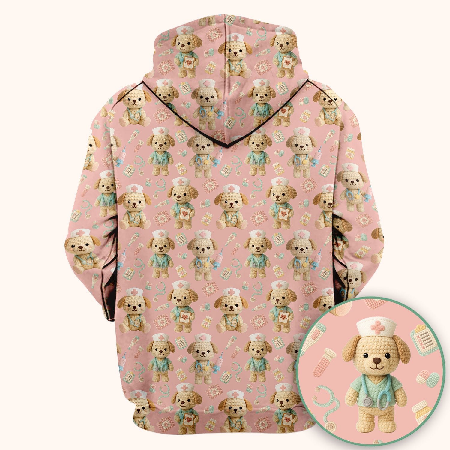 Cute Labrador Scrub Top for Nurse - Pastel Crochet Dog Medical Scrubs - Adorable Puppy Med Uniform Gift for Women