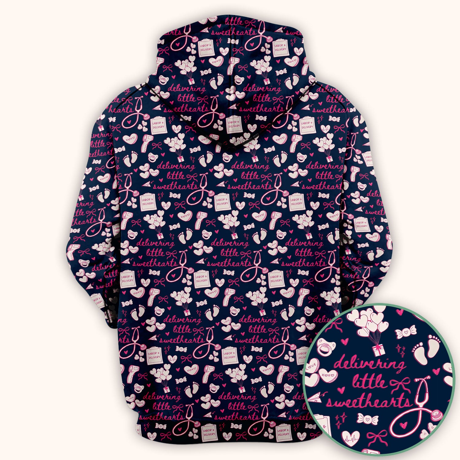 Valentine Labor And Delivery Scrub Top, XOXO Pattern Scrub Shirt, Breathable Fabrics Nursing Uniform For Women